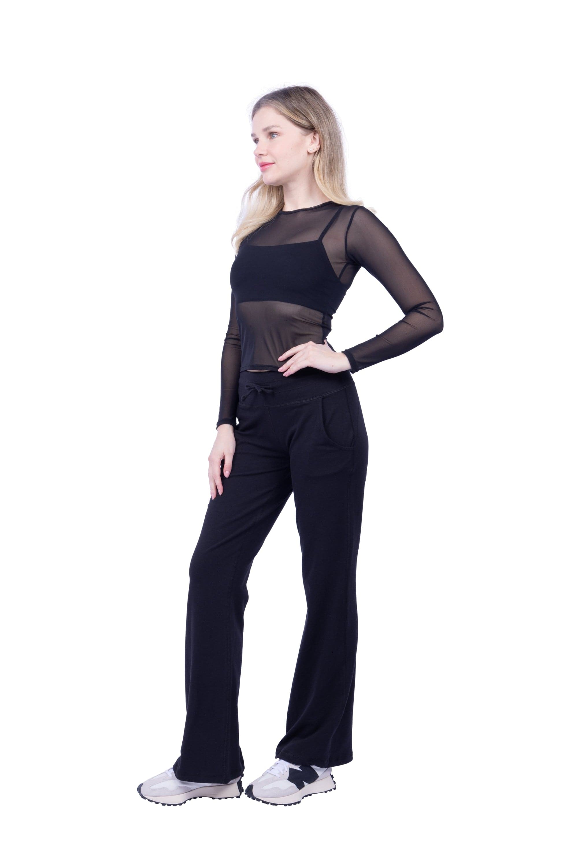 Lezat Top Anya Long Sleeve Mesh Top - Black