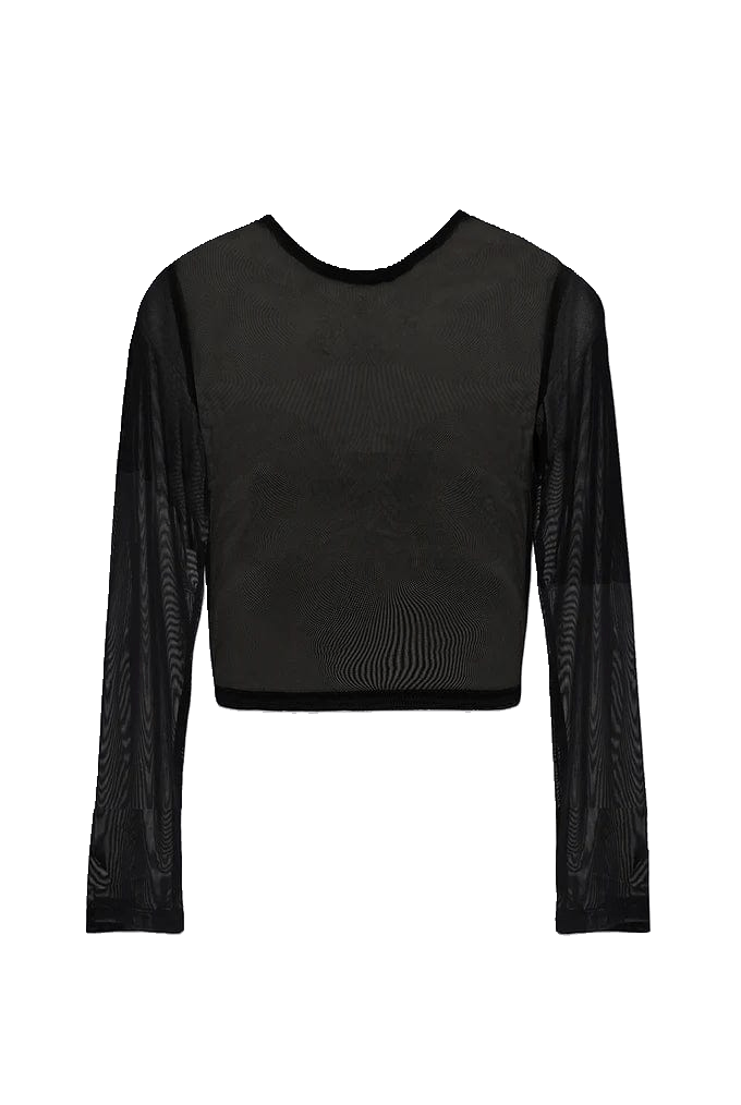 Lezat Top Anya Long Sleeve Mesh Top - Black