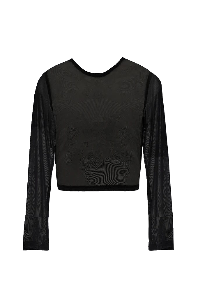 Lezat Top Anya Long Sleeve Mesh Top - Black