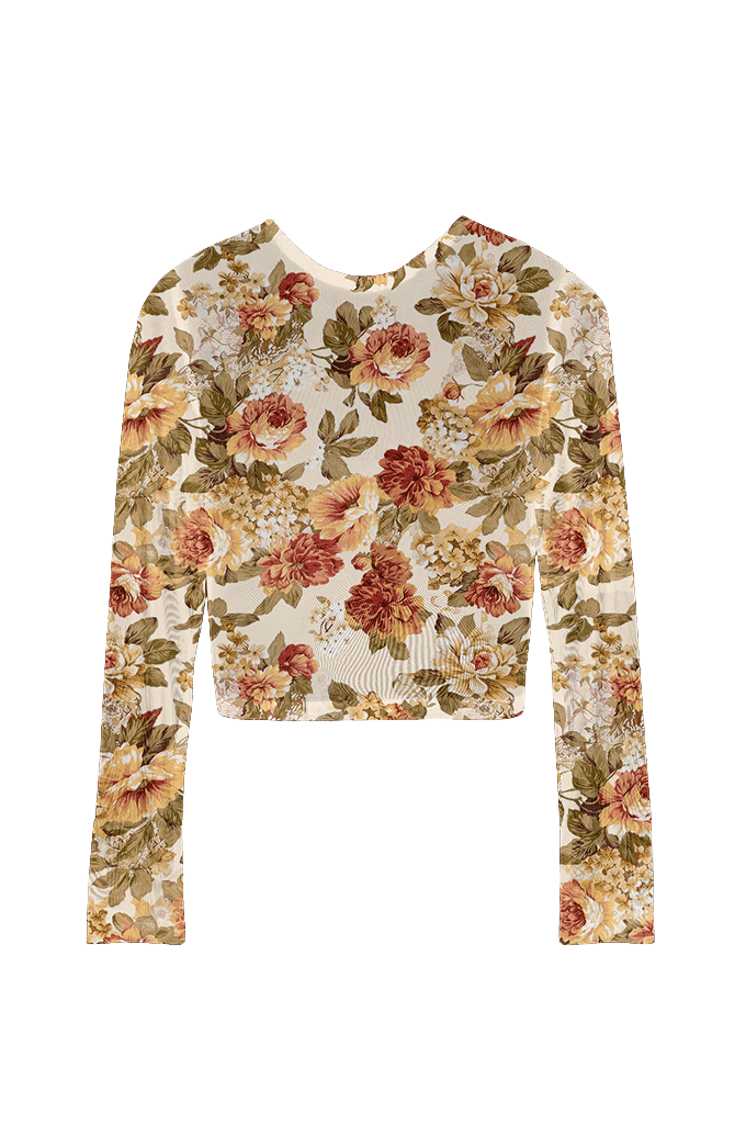 Lezat Top Anya Long Sleeve Mesh Top - Vintage Floral