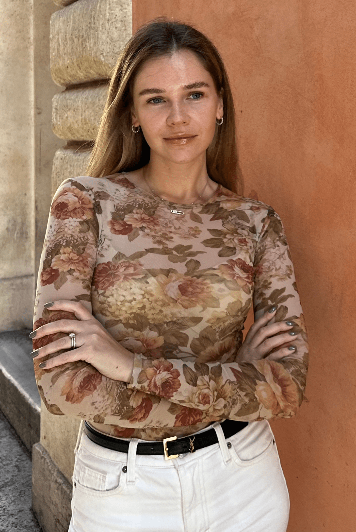 Lezat Top Anya Long Sleeve Mesh Top - Vintage Floral