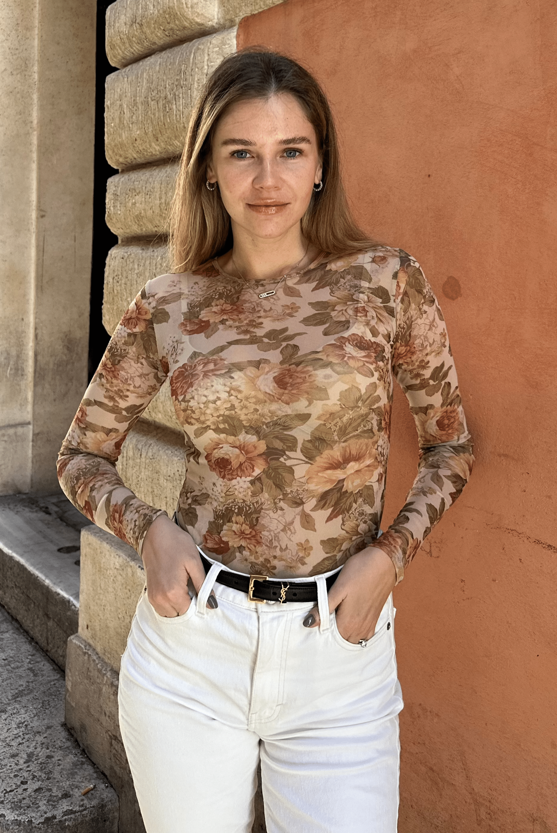 Lezat Top Anya Long Sleeve Mesh Top - Vintage Floral