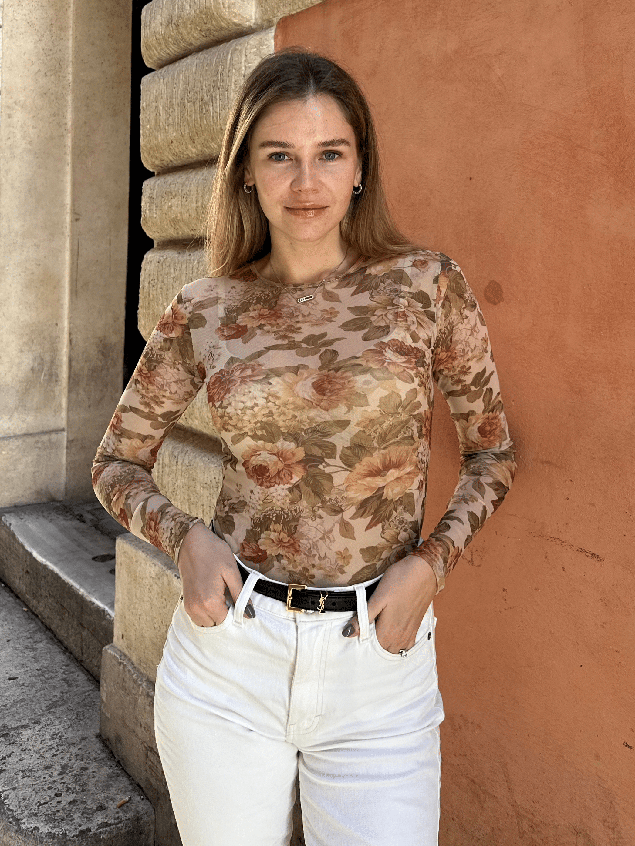 Lezat Top Anya Long Sleeve Mesh Top - Vintage Floral