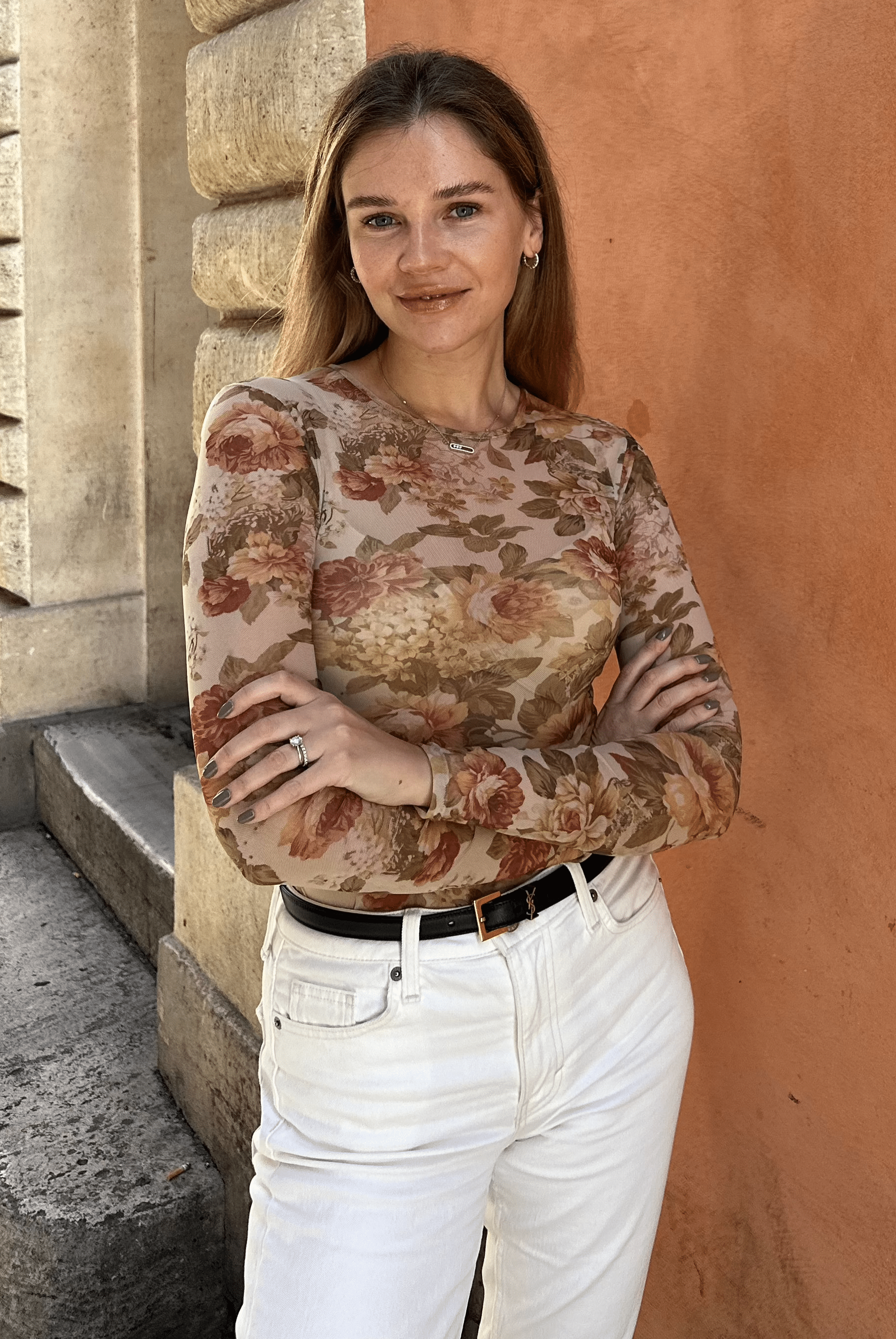 Lezat Top Anya Long Sleeve Mesh Top - Vintage Floral