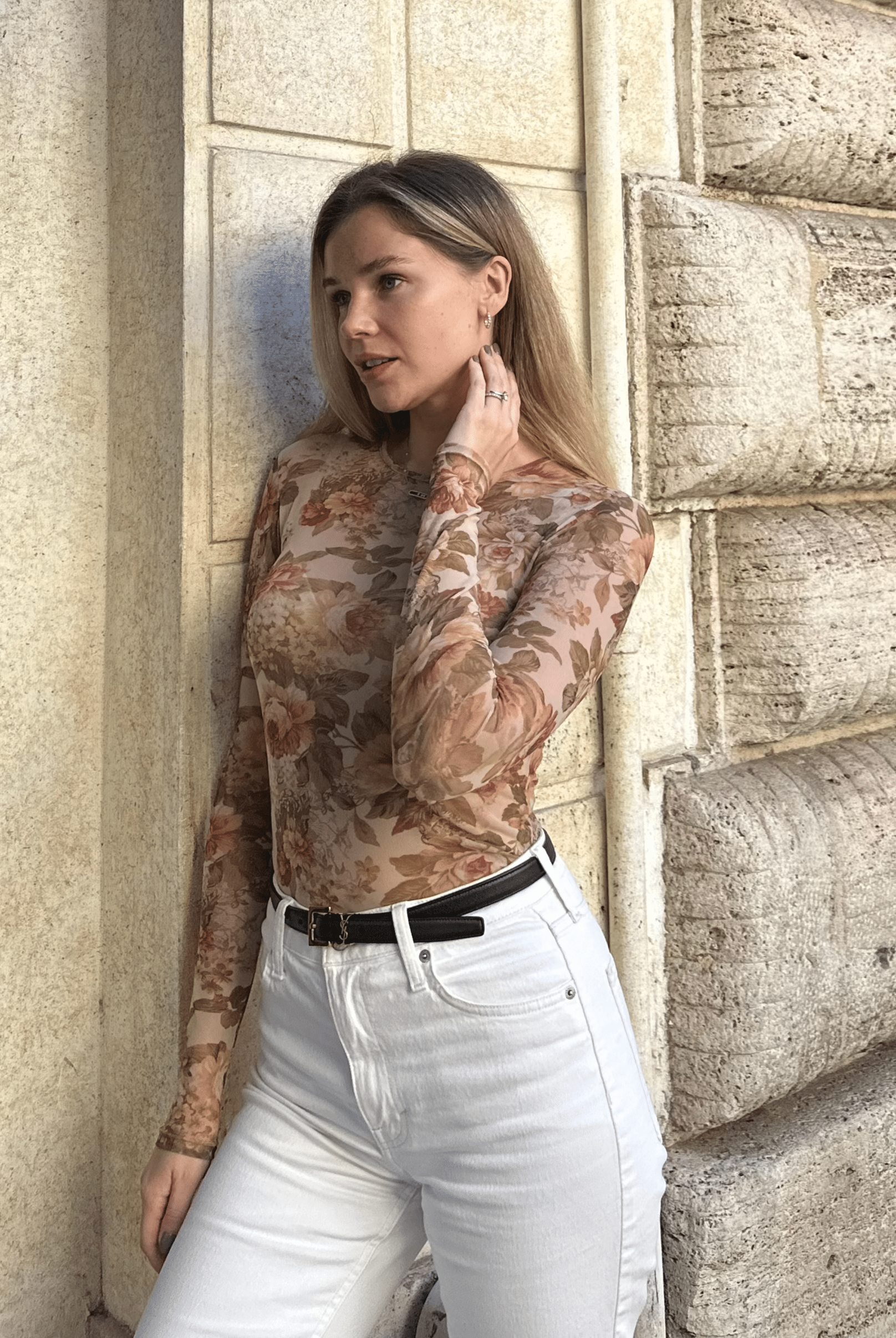 Lezat Top Anya Long Sleeve Mesh Top - Vintage Floral