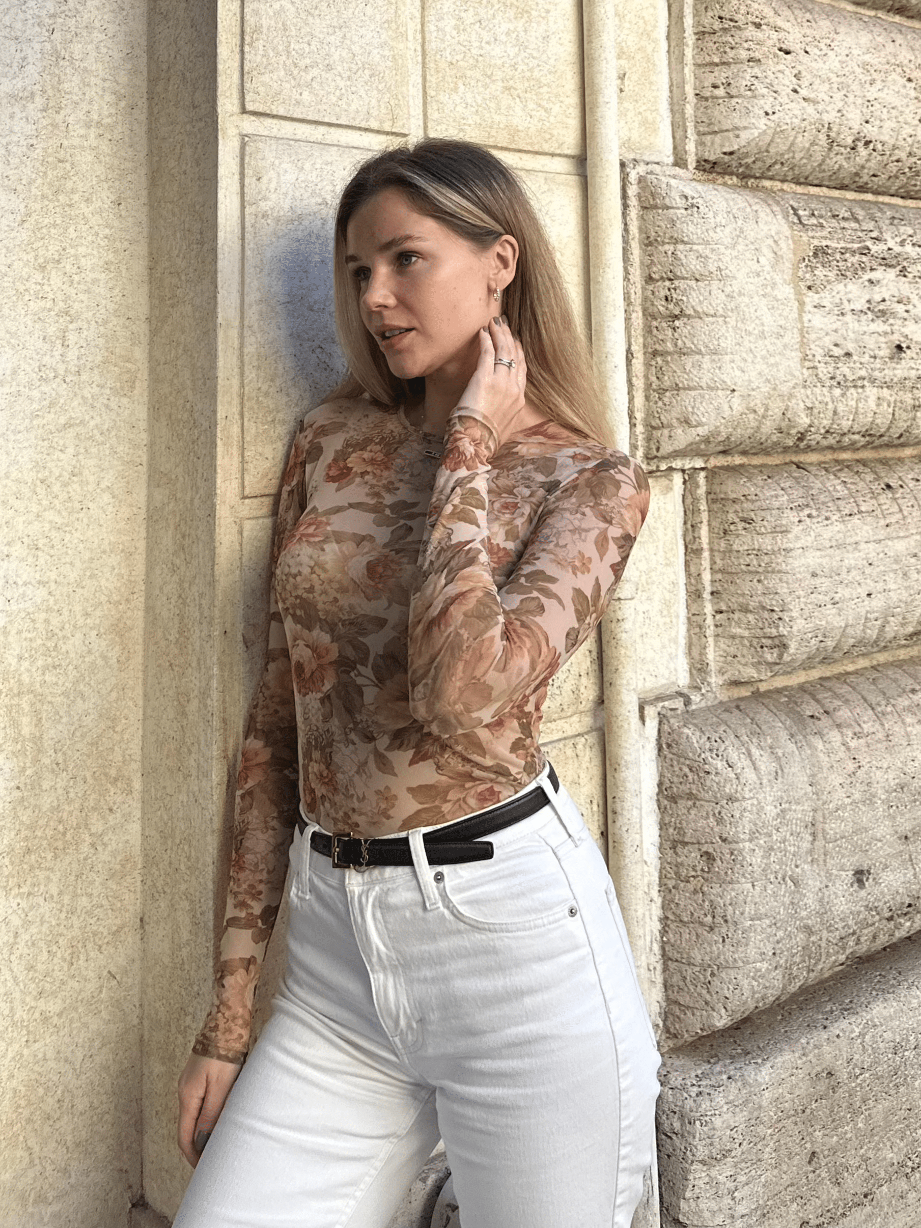 Lezat Top Anya Long Sleeve Mesh Top - Vintage Floral