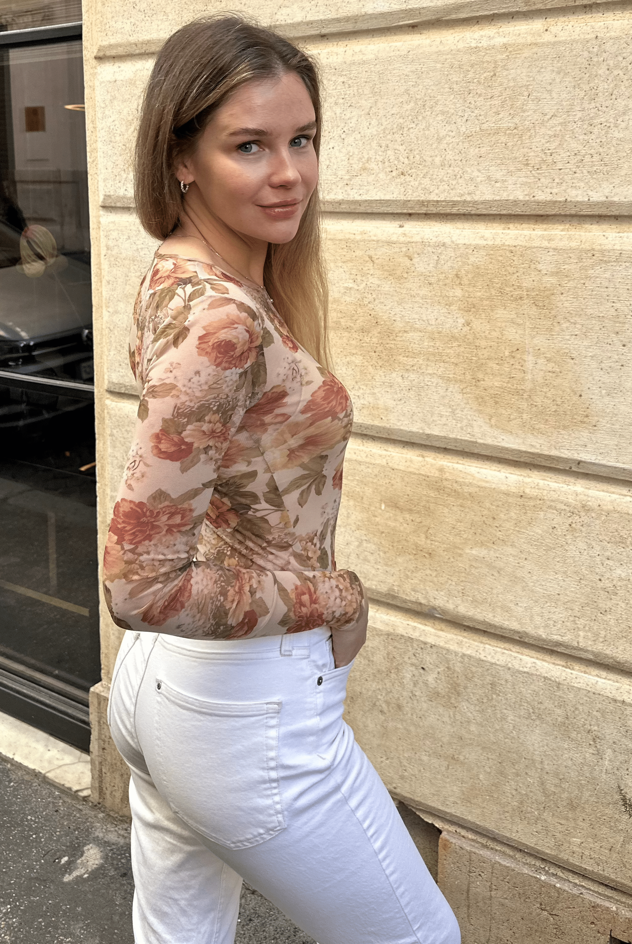 Lezat Top Anya Long Sleeve Mesh Top - Vintage Floral