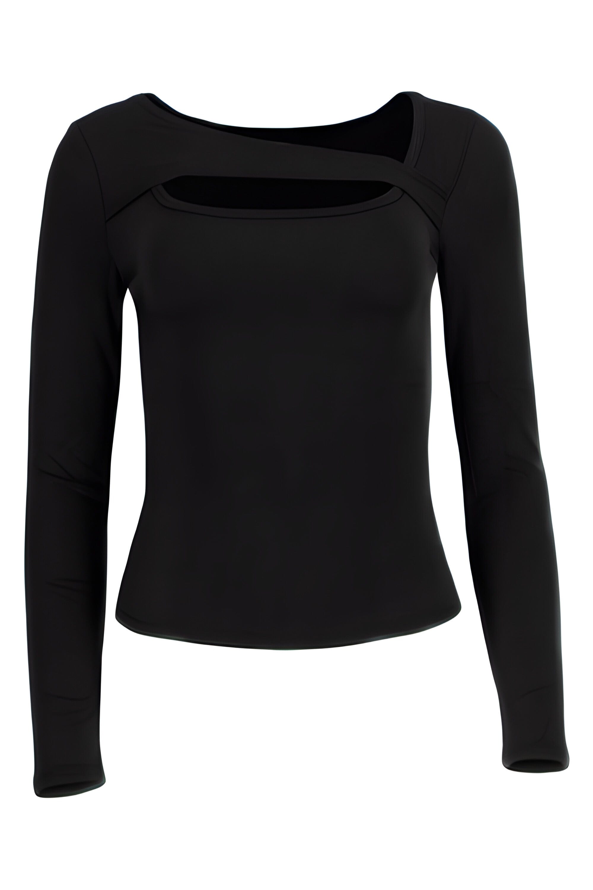 Lezat Top Paige Cotton Long Sleeve Cutout Top - Black