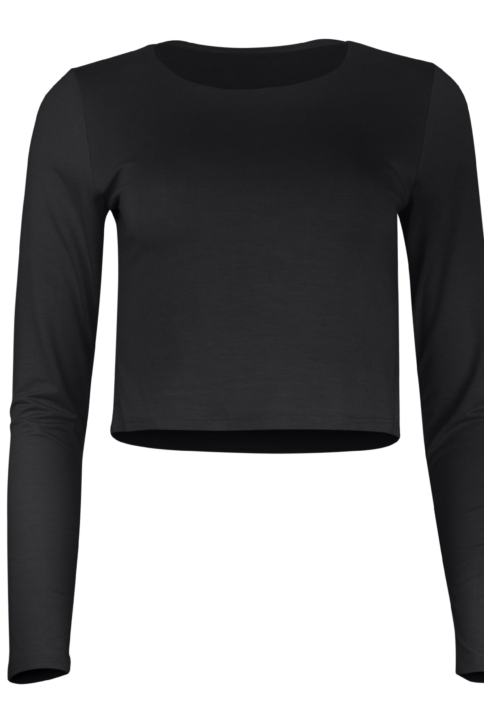 Lezat Top Runa Modal Long Sleeve Cropped Top - Black