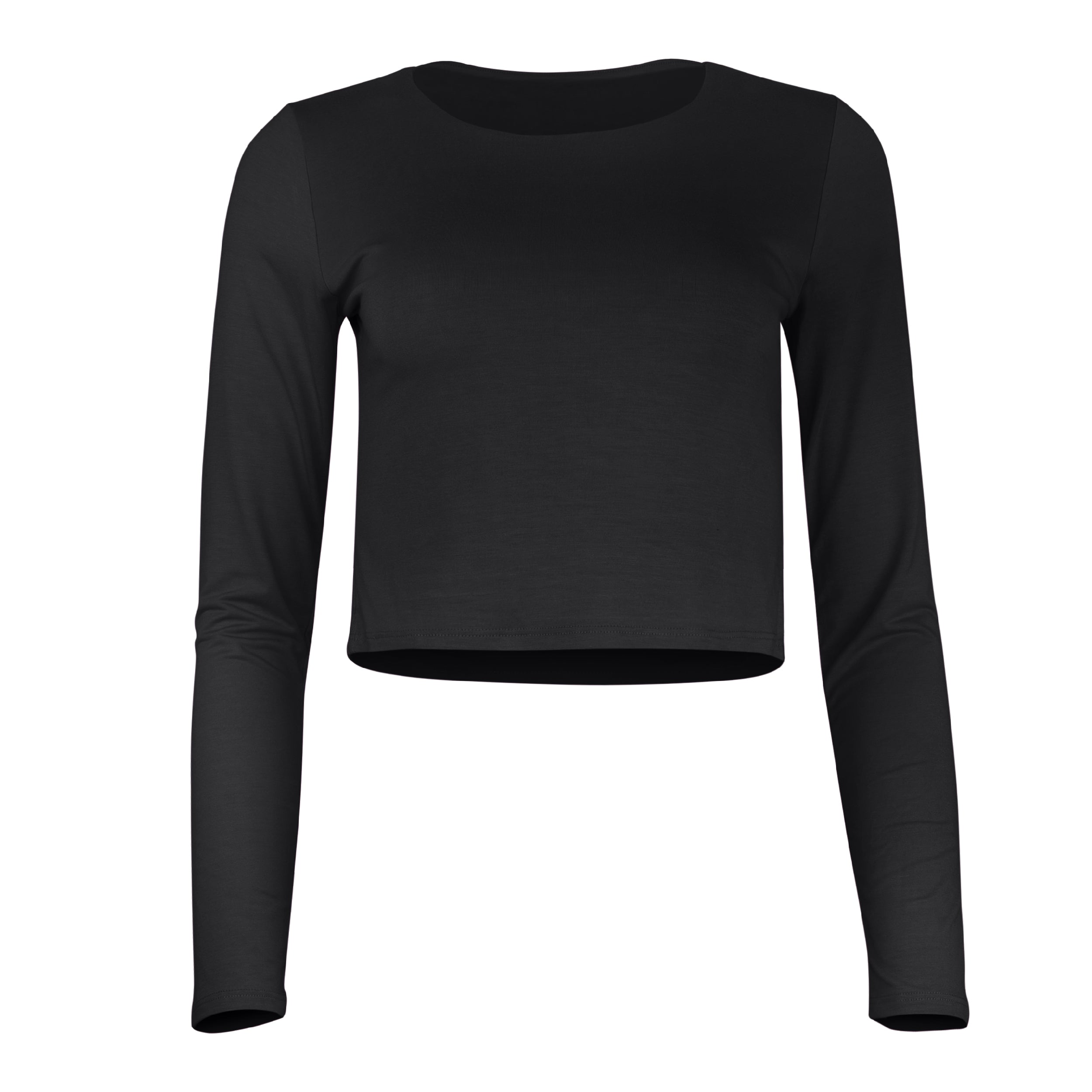 Lezat Top Runa Modal Long Sleeve Cropped Top - Black