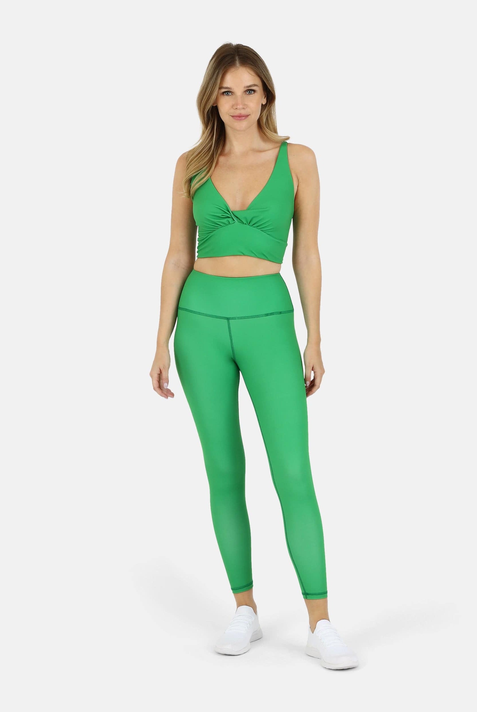 Lezat Bra Ada Organic Cotton Twist Around Sports Bra - Kelly Green
