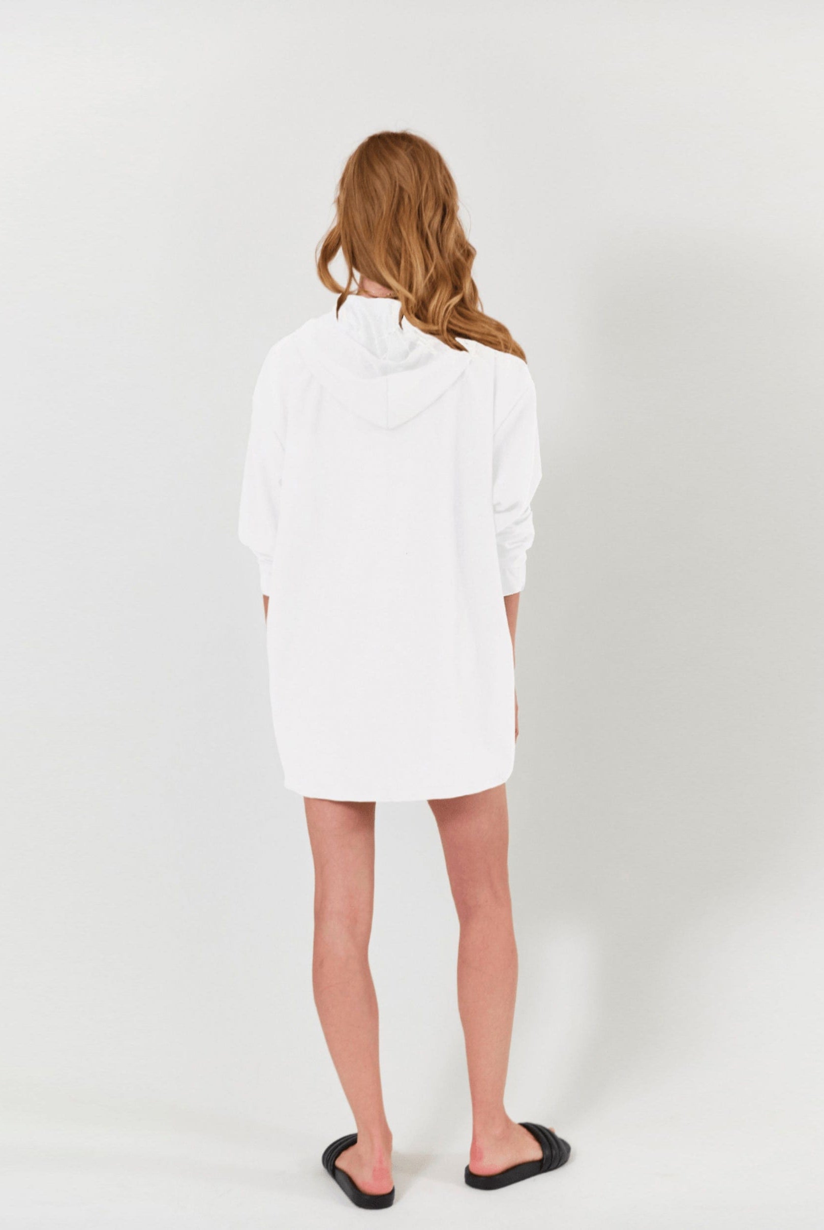 Lezat Dress Abby Windbreaker Hoodie Dress - White