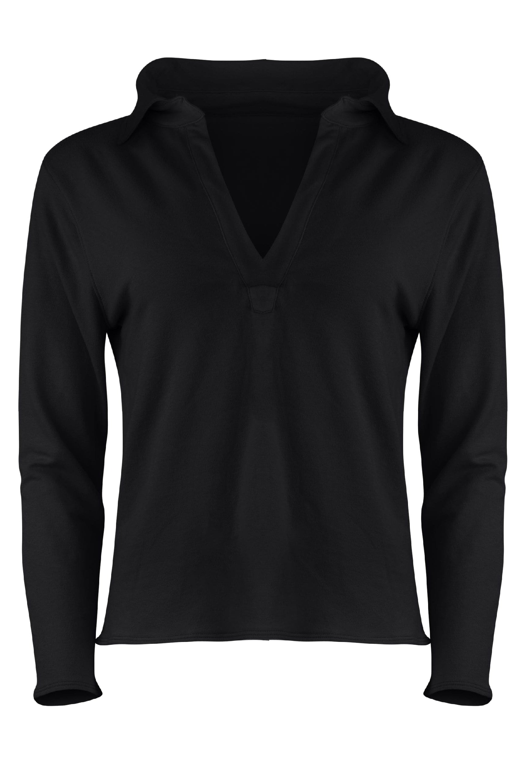 Lezat Dress Khloe Cotton V-Neck Henley - Nero