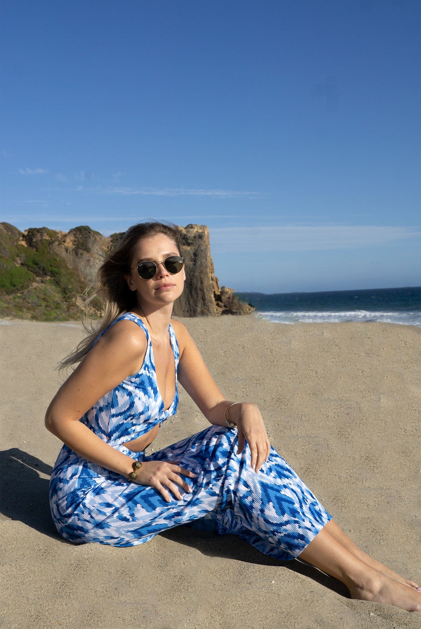 Lezat Dress Krista Twist Dress - Blue Ikat