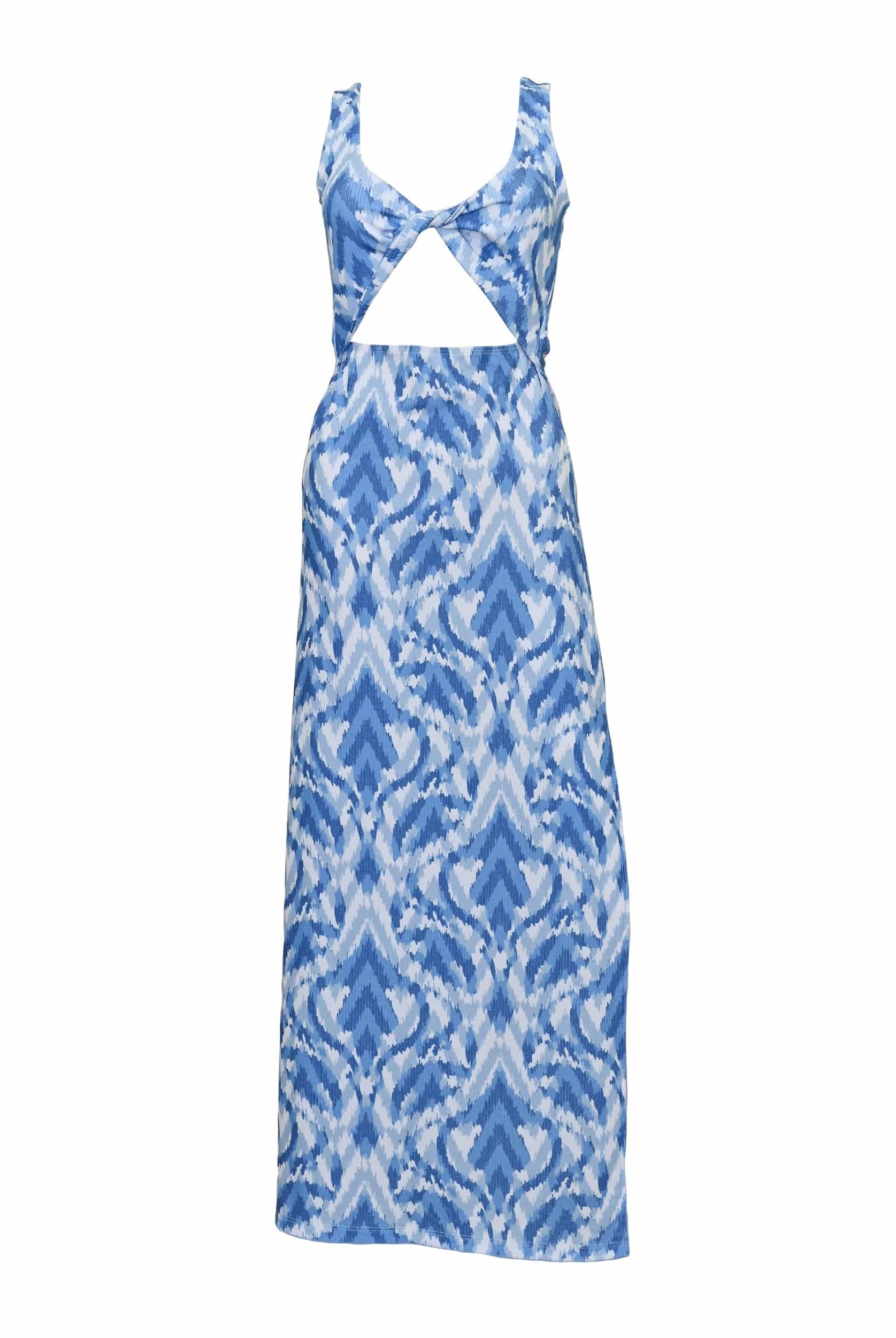 Lezat Dress Krista Twist Dress - Blue Ikat