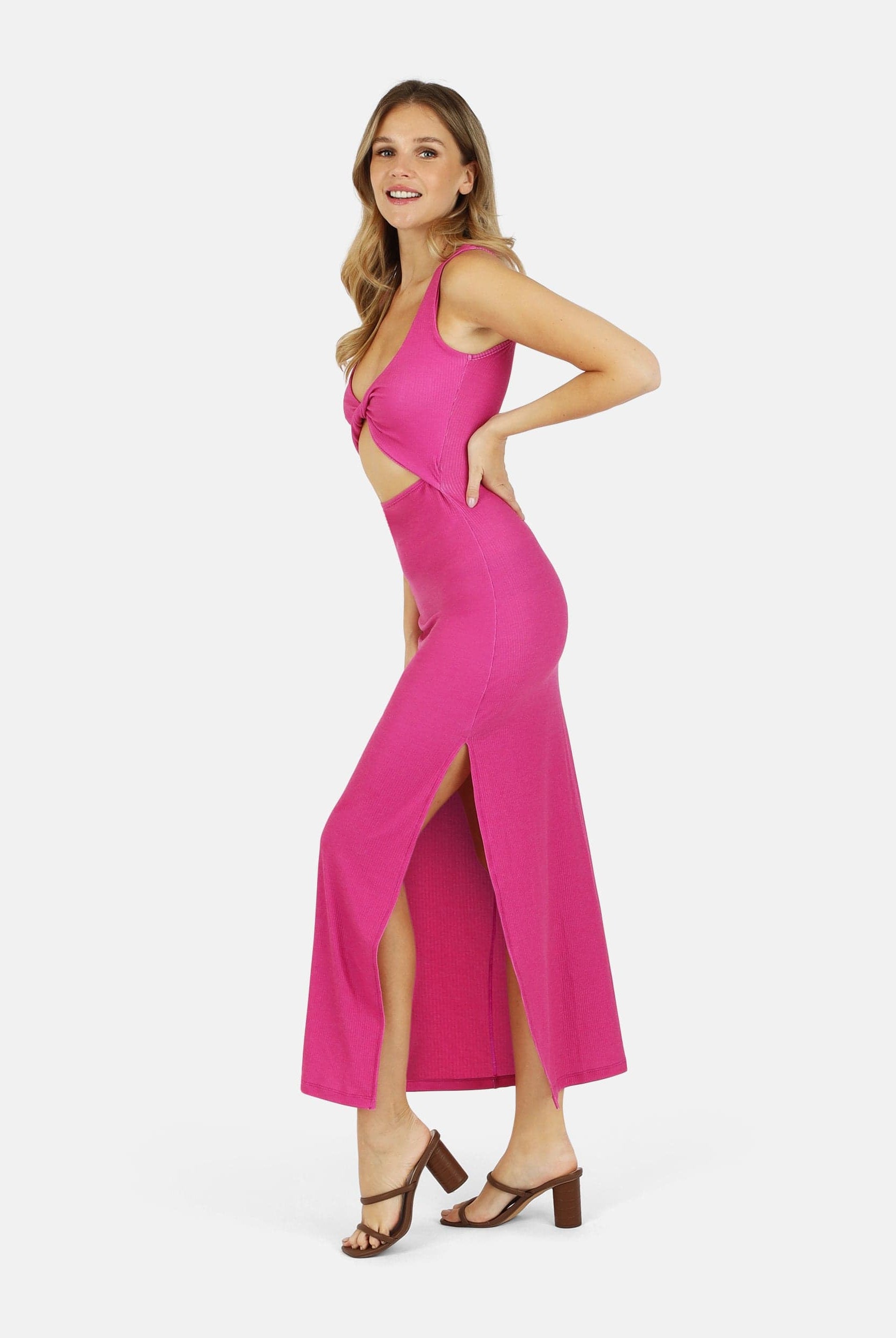 Lezat Dress Krista Twist Dress - Pink Aster
