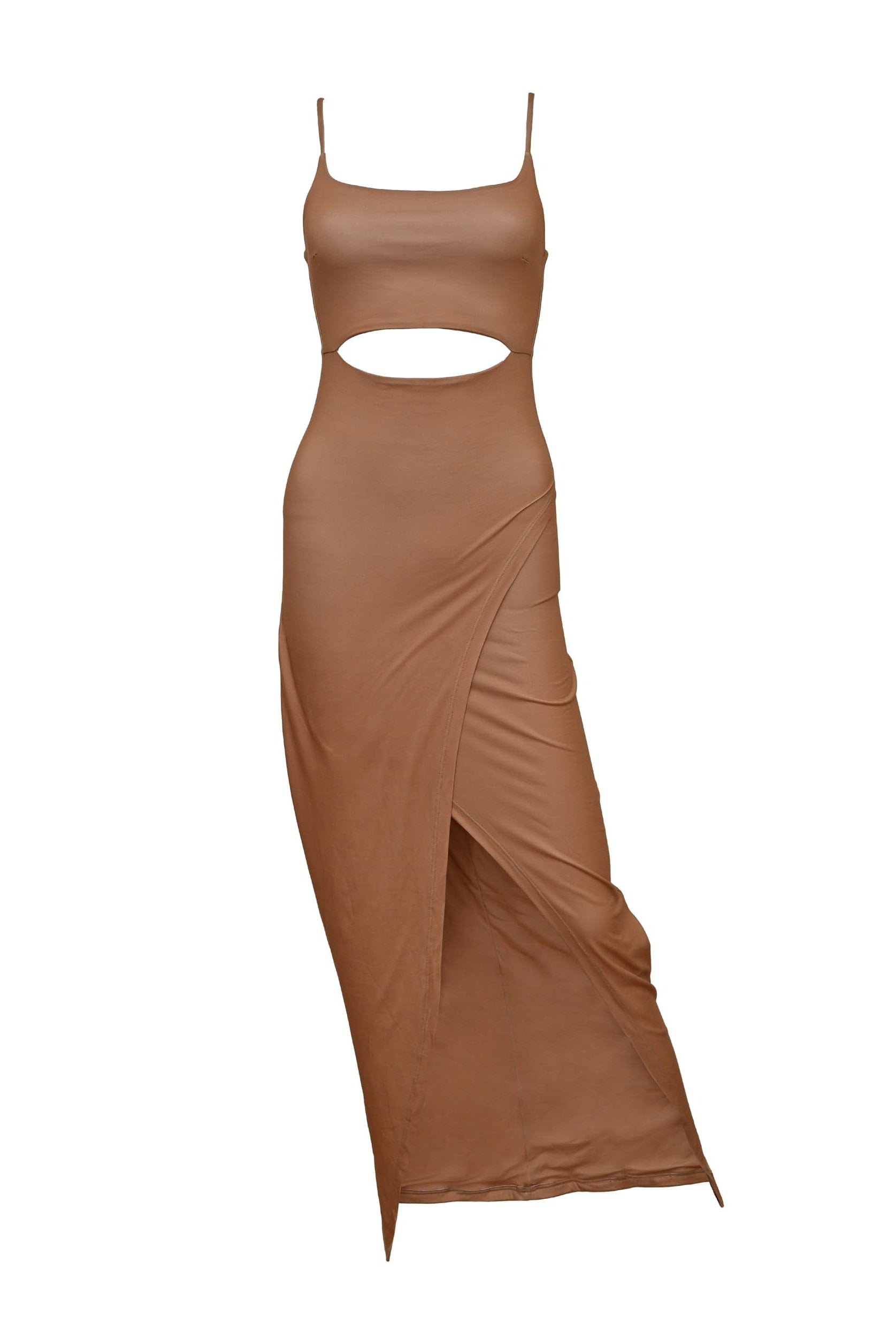 Lezat Dress Selena Modal Cutout Slit Dress - Ecru