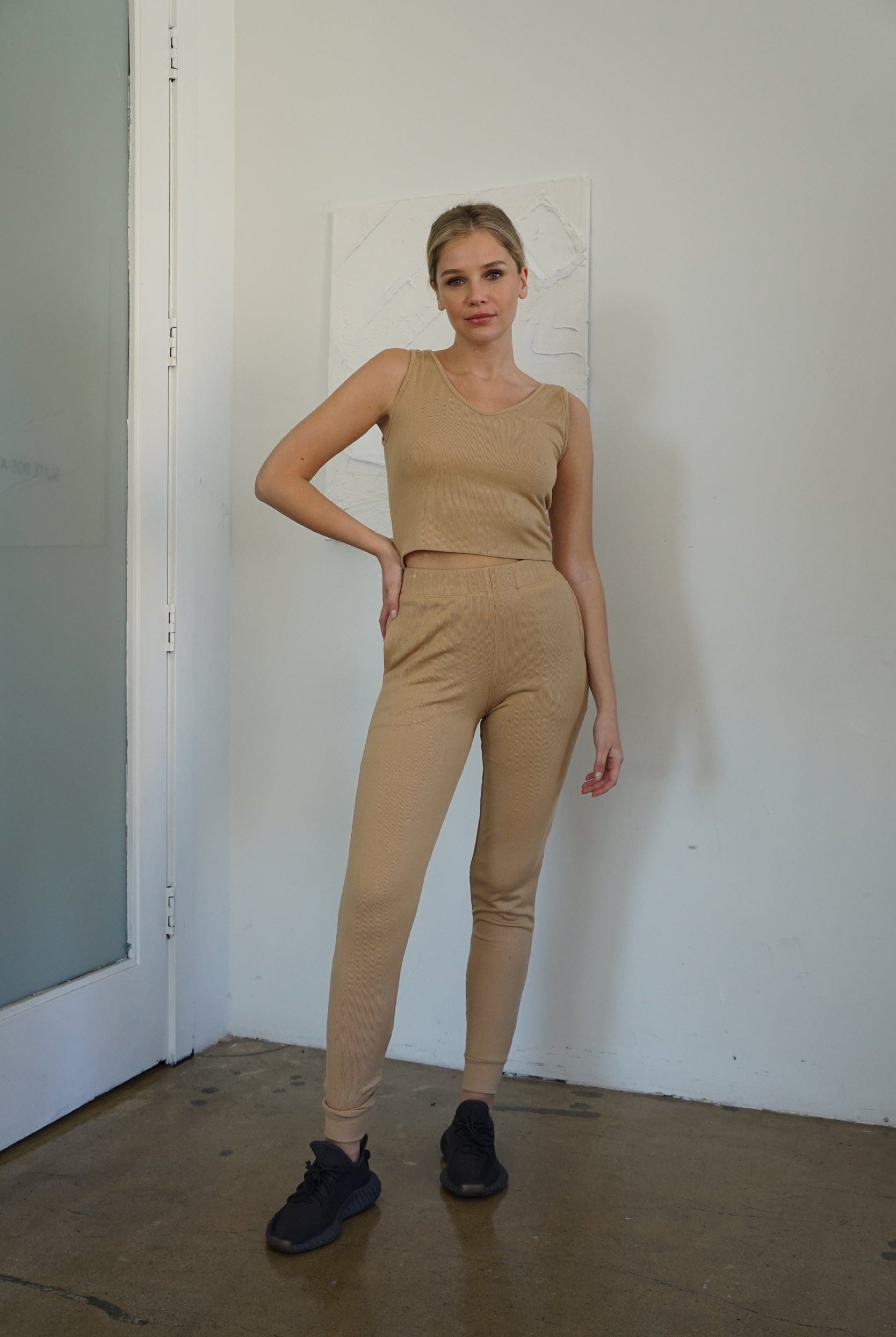 Lezat Jogger Self-Love Rib Jogger Pant - Beige
