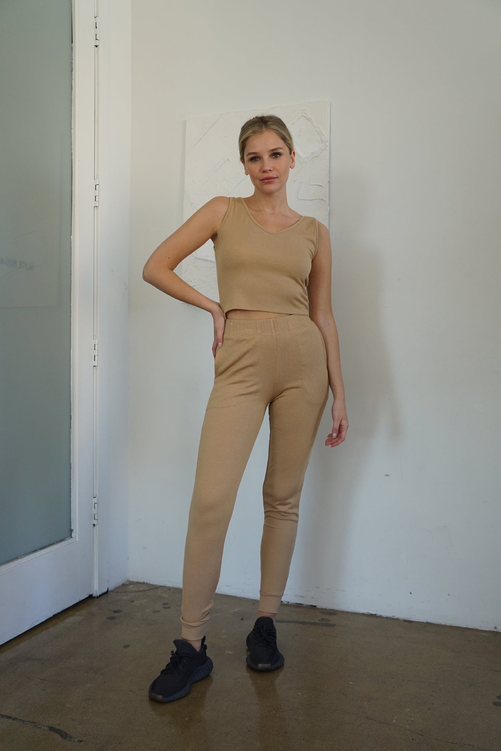 Lezat Jogger Self-Love Rib Jogger Pant - Beige
