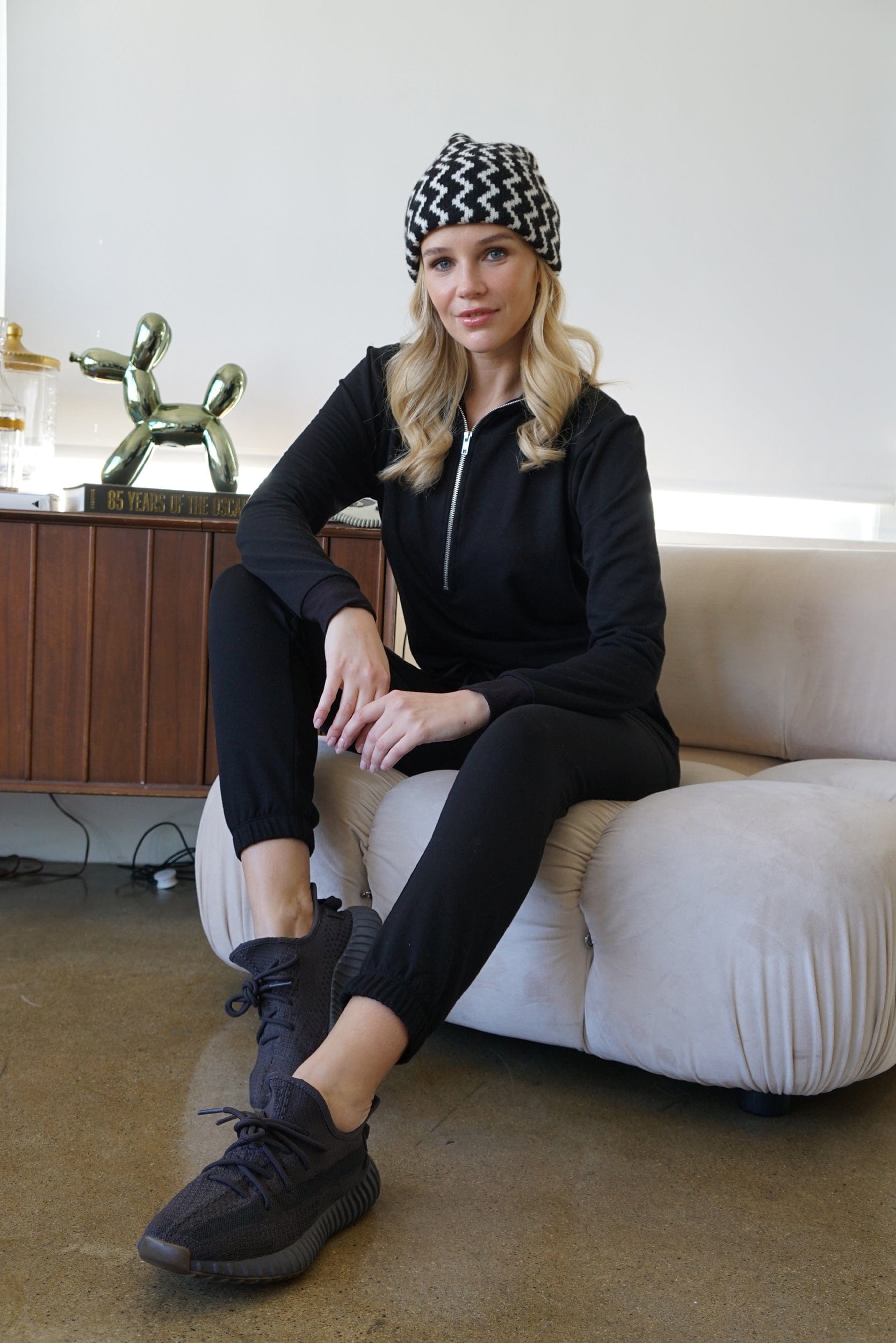 Lezat Jumpsuit Ava Half Zip Modal Jumpsuit - Black