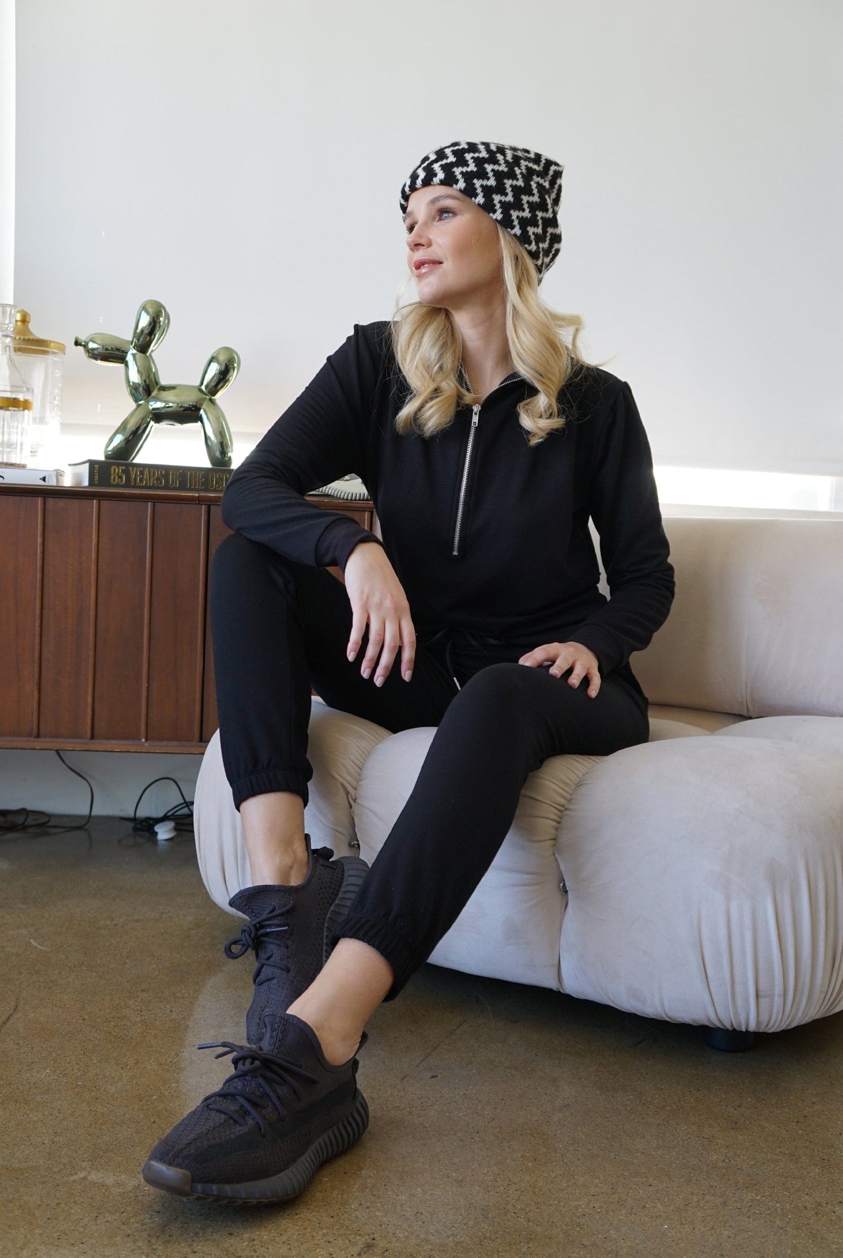 Lezat Jumpsuit Ava Half Zip Modal Jumpsuit - Black