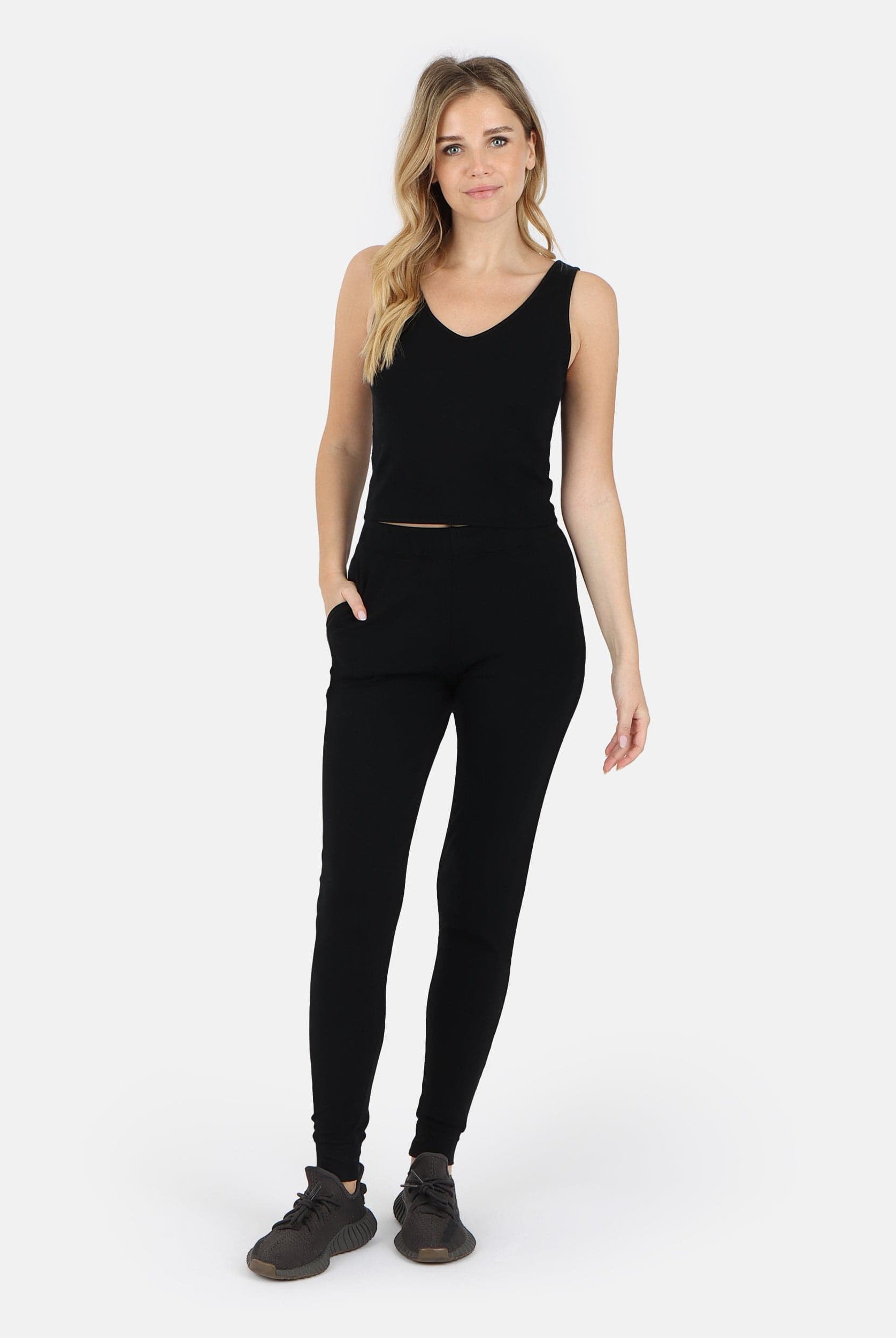 Lezat Jumpsuit Self-Love Rib Tank - Black