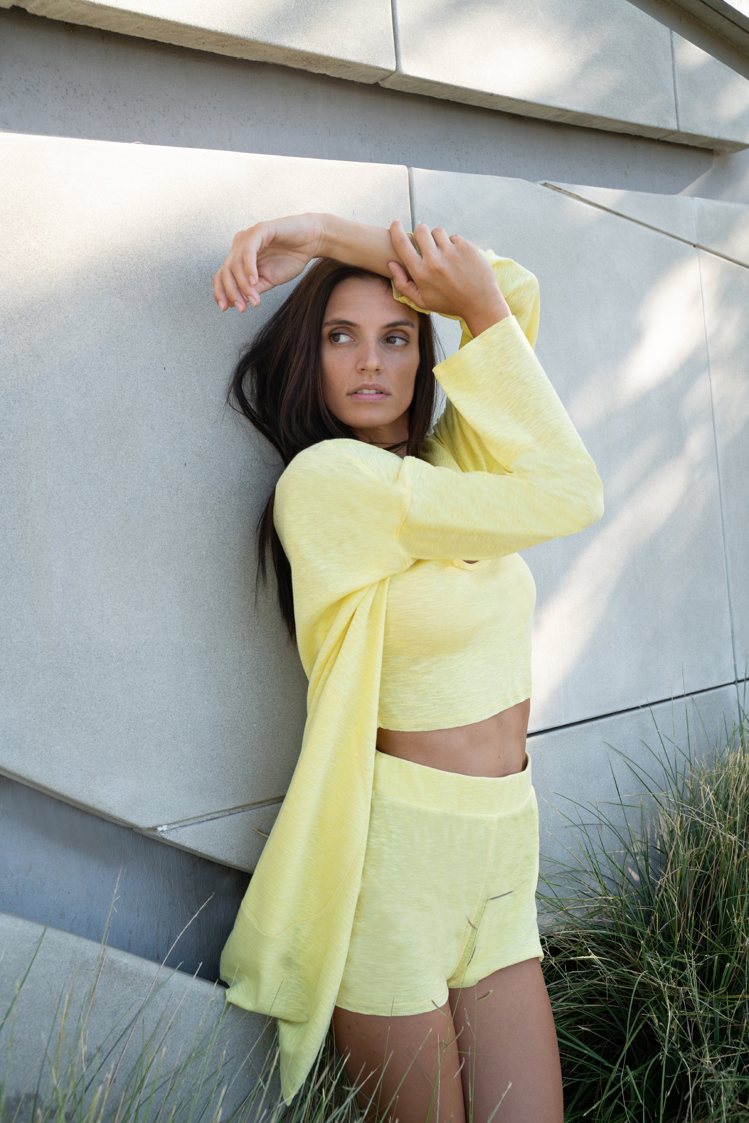 Lezat Loungewear Kora Cotton Tank, Shorts & Robe Sleep Set - Banana