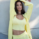 Lezat Loungewear Kora Cotton Tank, Shorts & Robe Sleep Set - Banana