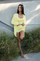 Lezat Loungewear Kora Cotton Tank, Shorts & Robe Sleep Set - Banana