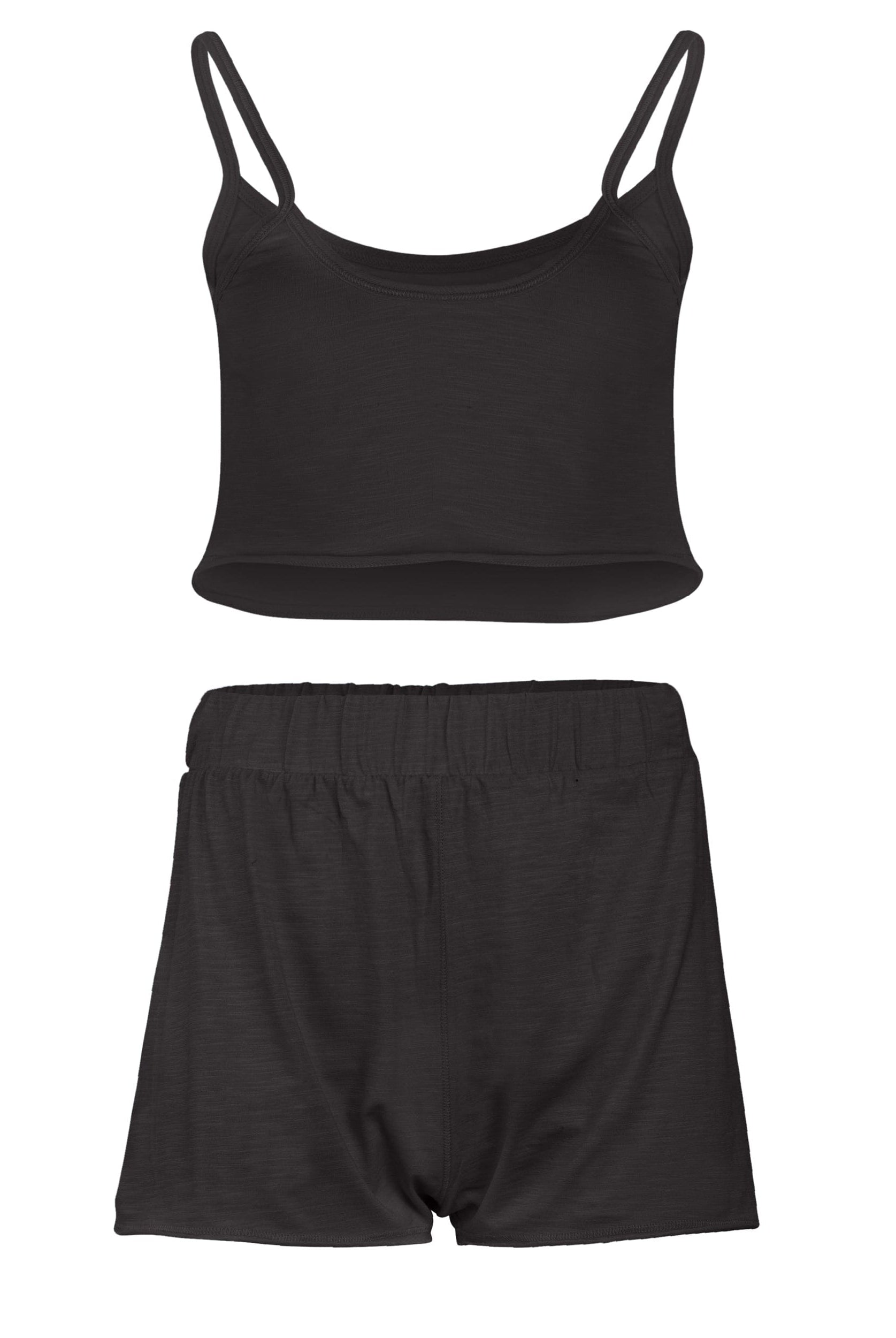Lezat Loungewear Kora Cotton Tank, Shorts & Robe Sleep Set - Black