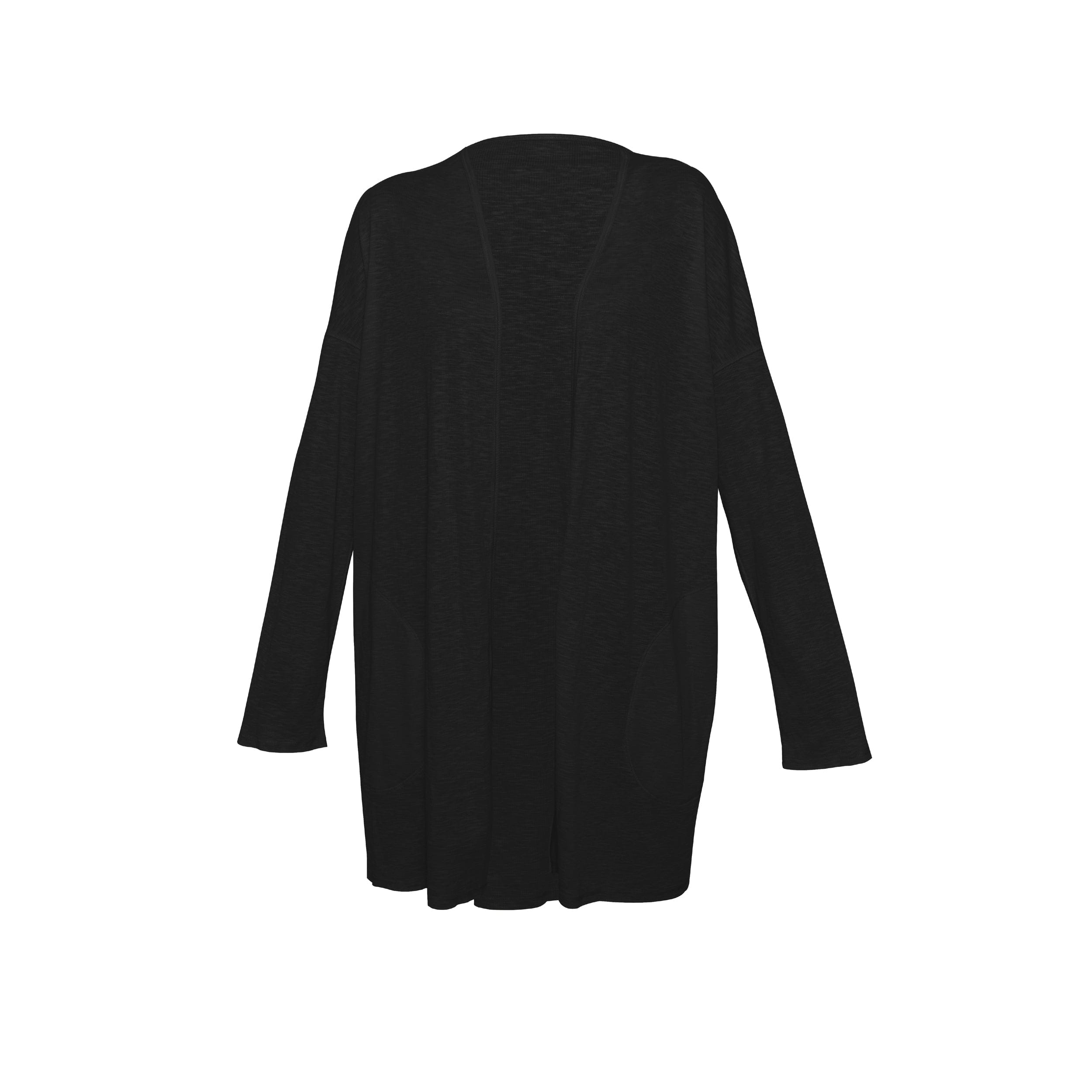 Lezat Loungewear Kora Cotton Tank, Shorts & Robe Sleep Set - Black