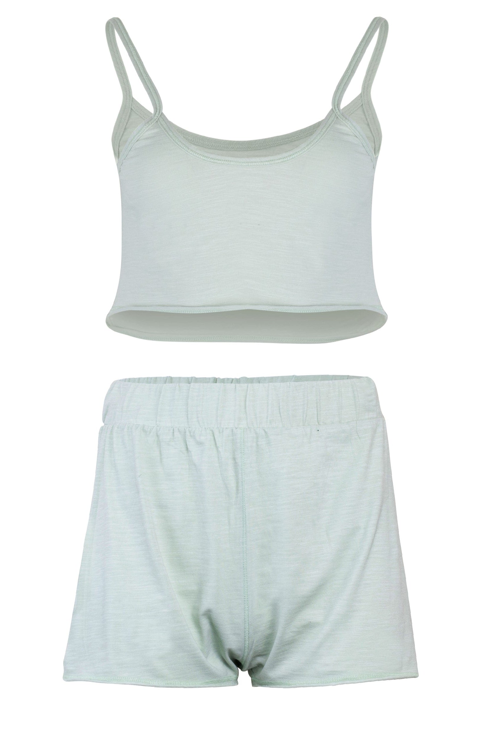 Lezat Loungewear Kora Cotton Tank, Shorts & Robe Sleep Set - Sage