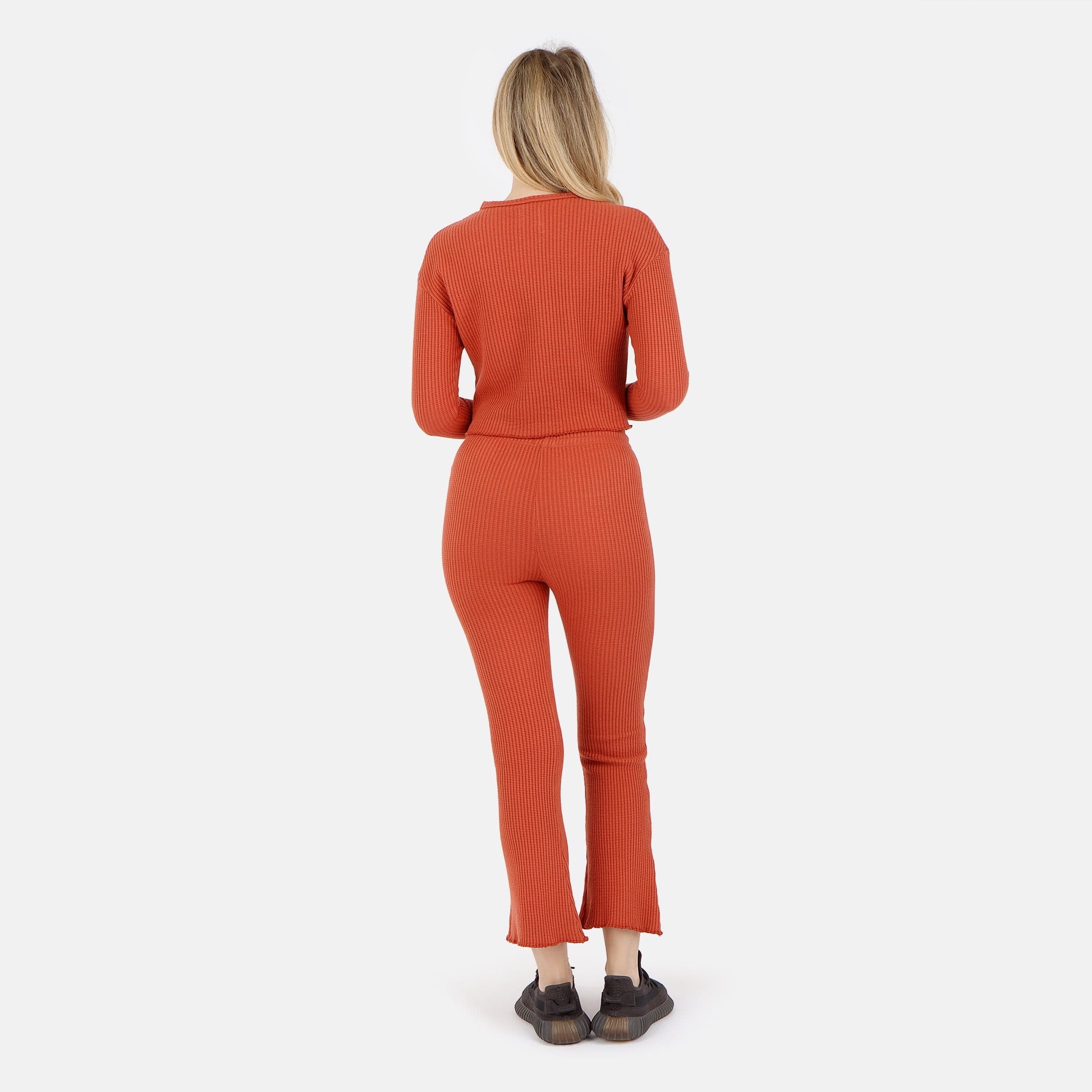 Lezat Pullover Fiona Organic Cotton Waffle Thermal Pant - Brick