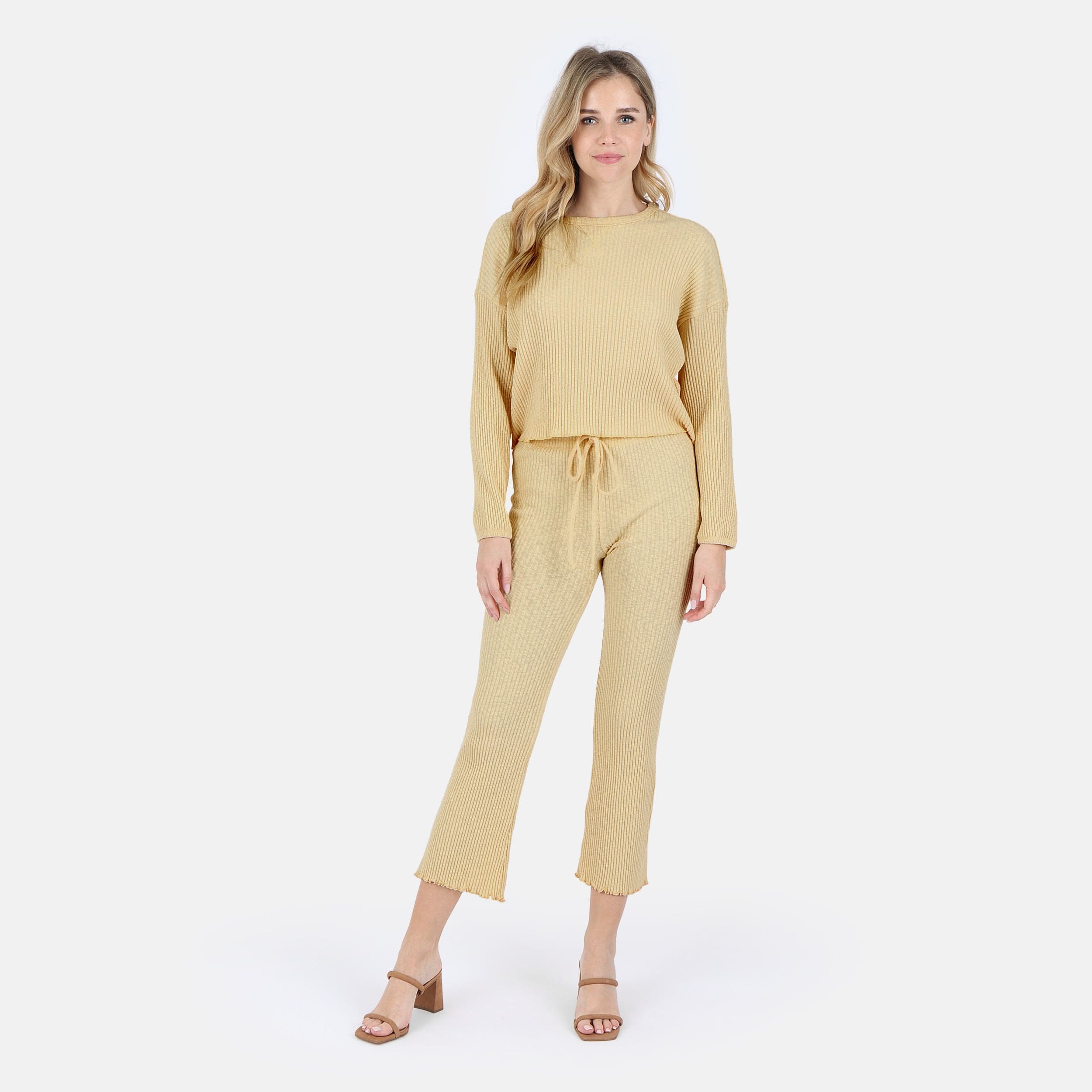Lezat Pullover Fiona Organic Cotton Waffle Thermal Pant - Canary