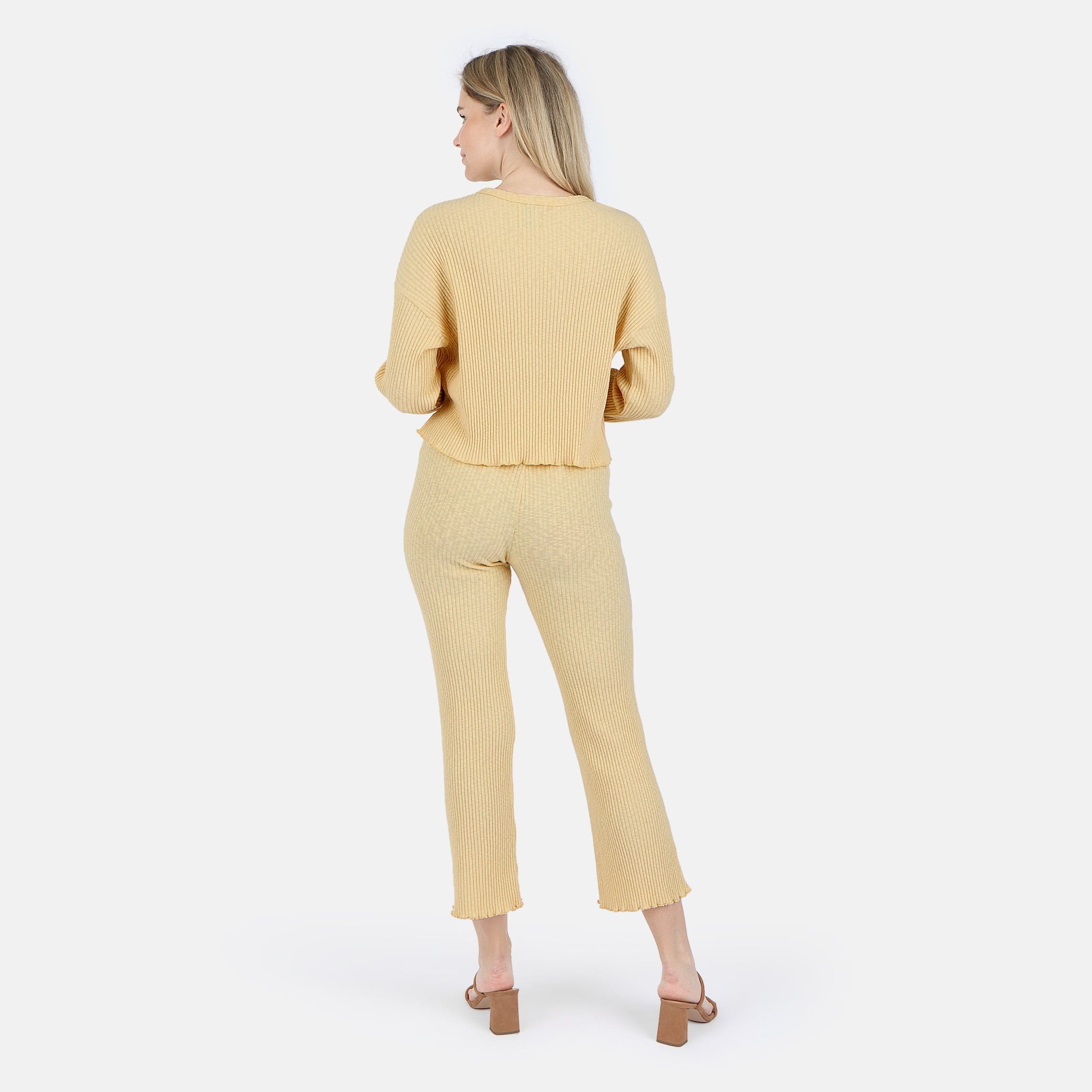 Lezat Pullover Fiona Organic Cotton Waffle Thermal Pant - Canary
