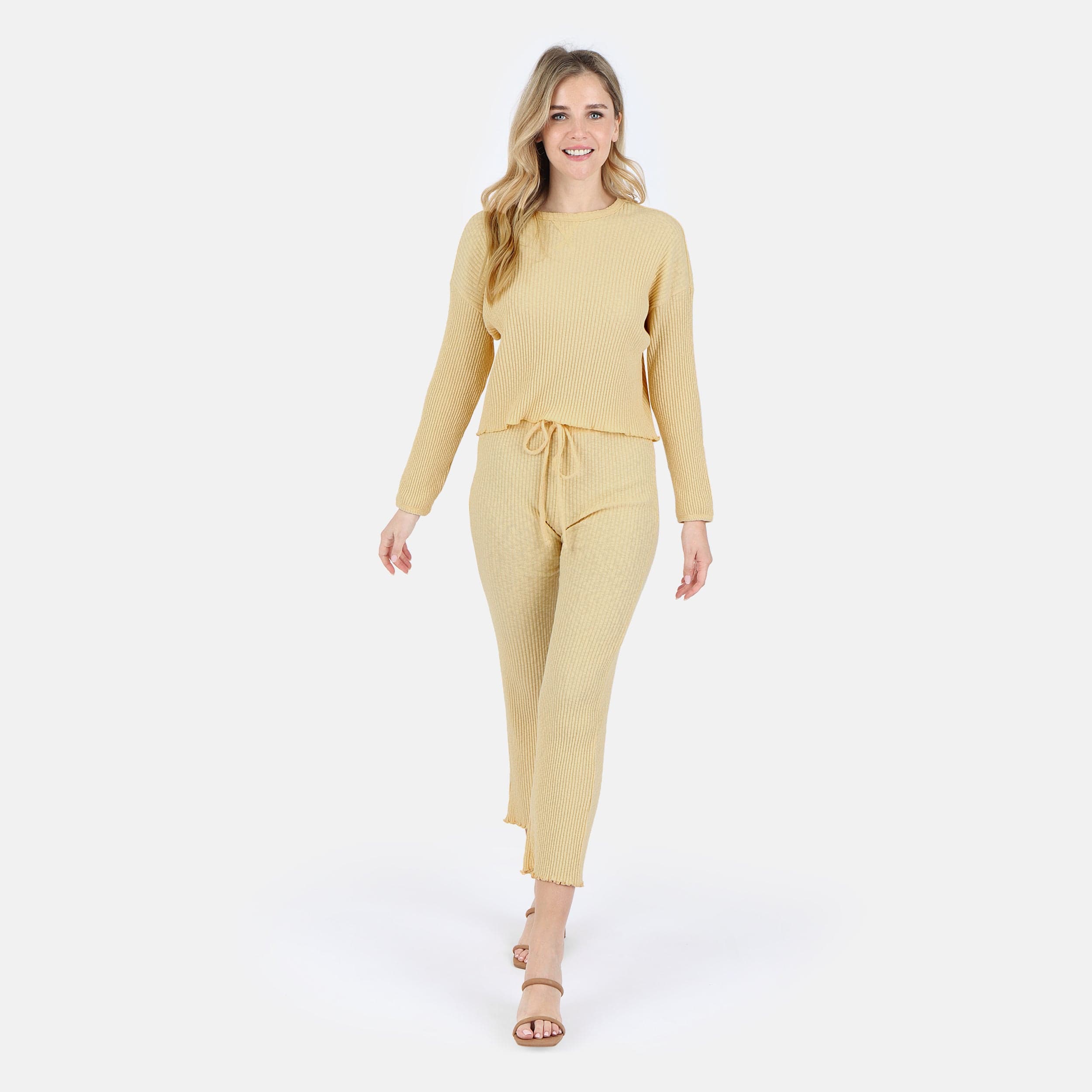 Lezat Pullover Fiona Organic Cotton Waffle Thermal Pant - Canary