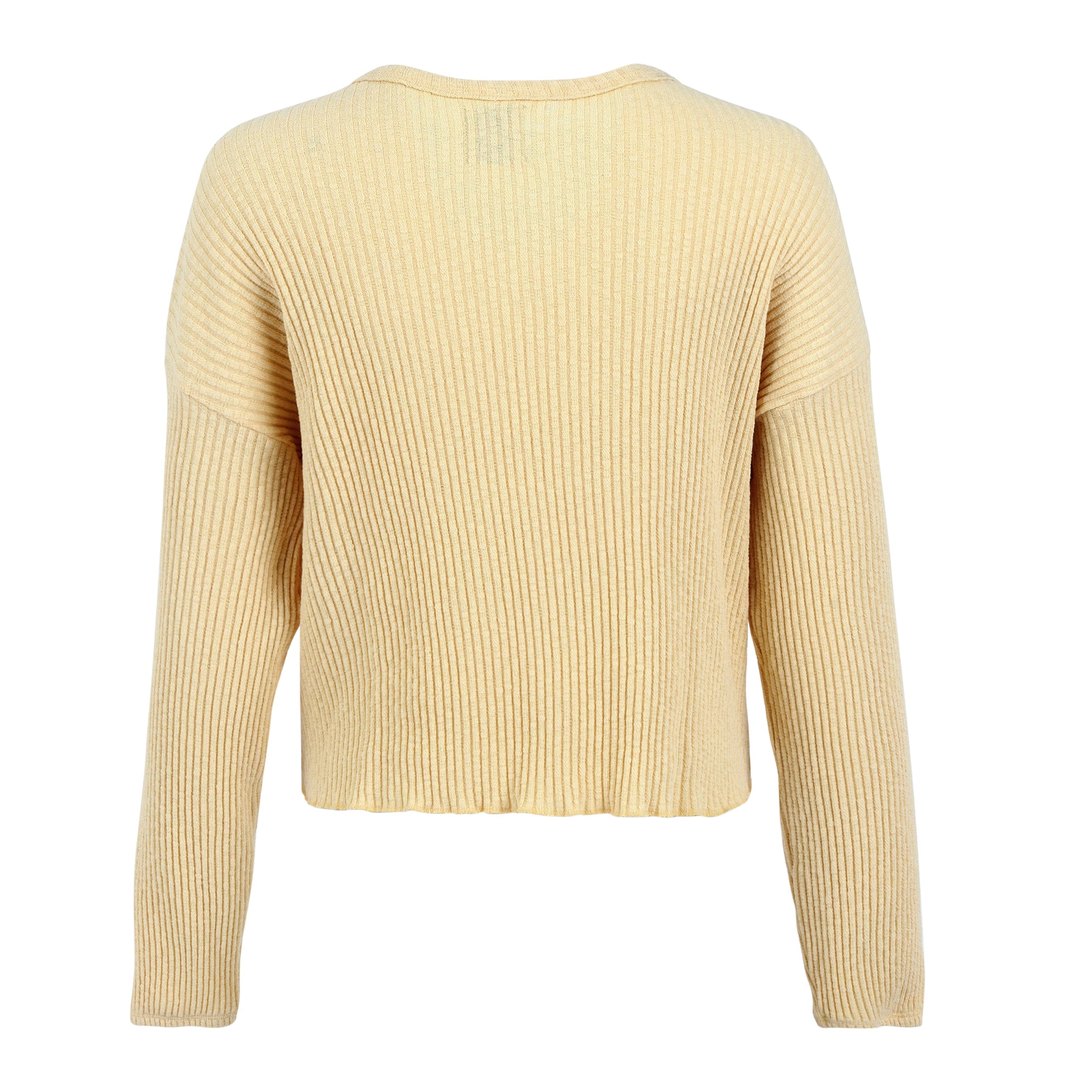 Lezat Pullover Fiona Organic Cotton Waffle Thermal Pullover Top - Canary