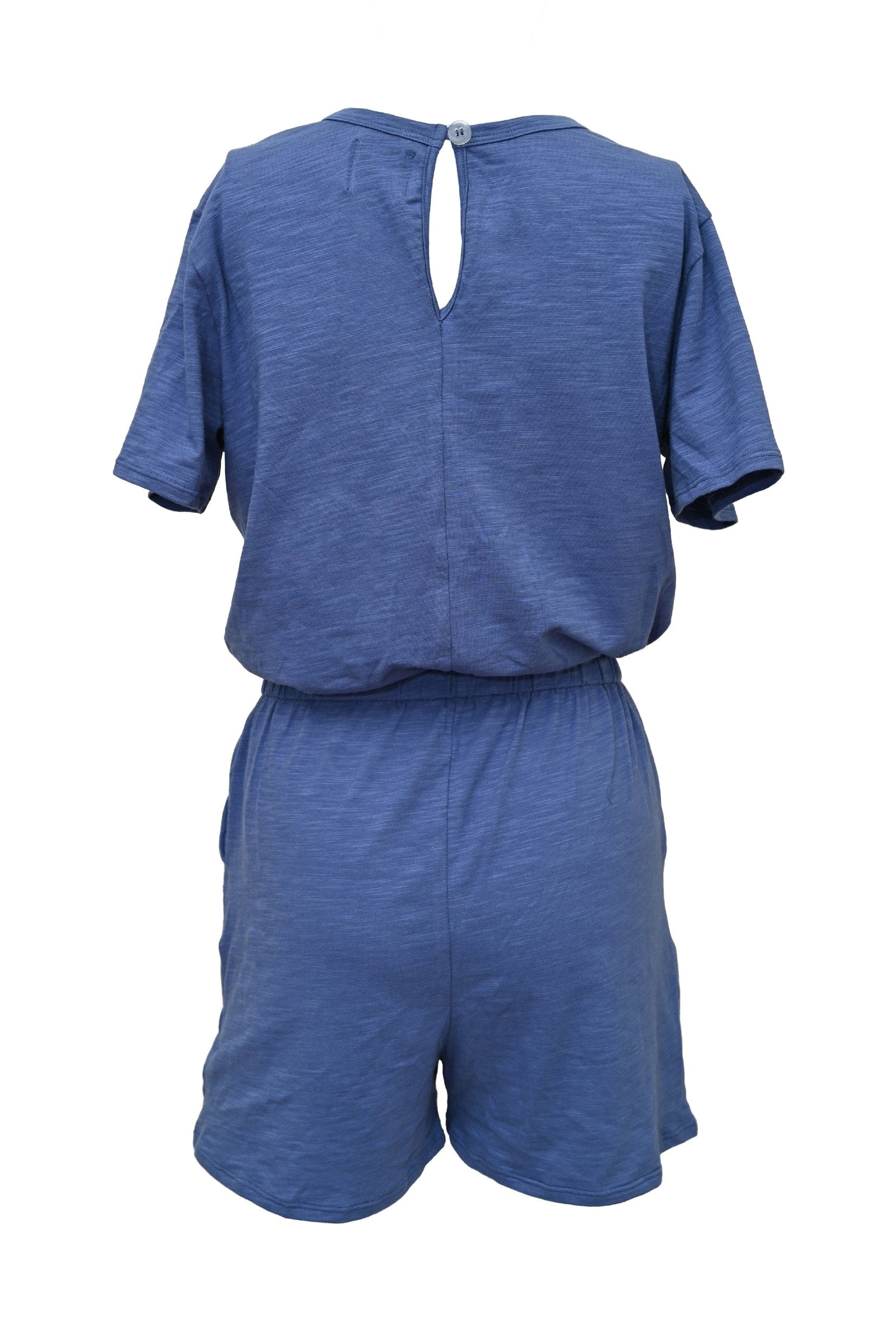 Lezat Rompers Sandy Short Sleeve Drawstring Romper - Denim