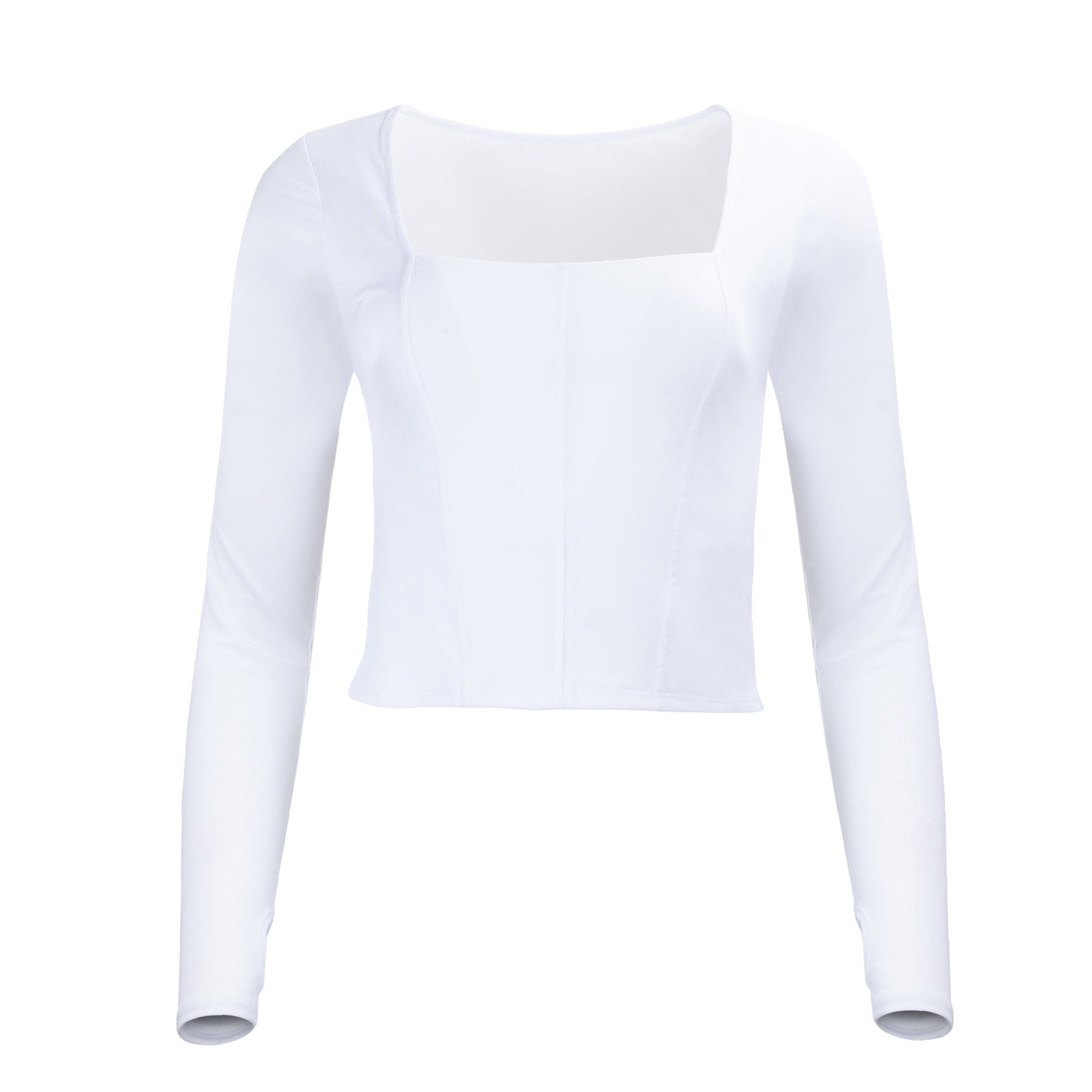 Lezat Sweatpants Hailey Mesh and Cotton Long Sleeve Top - Blanc