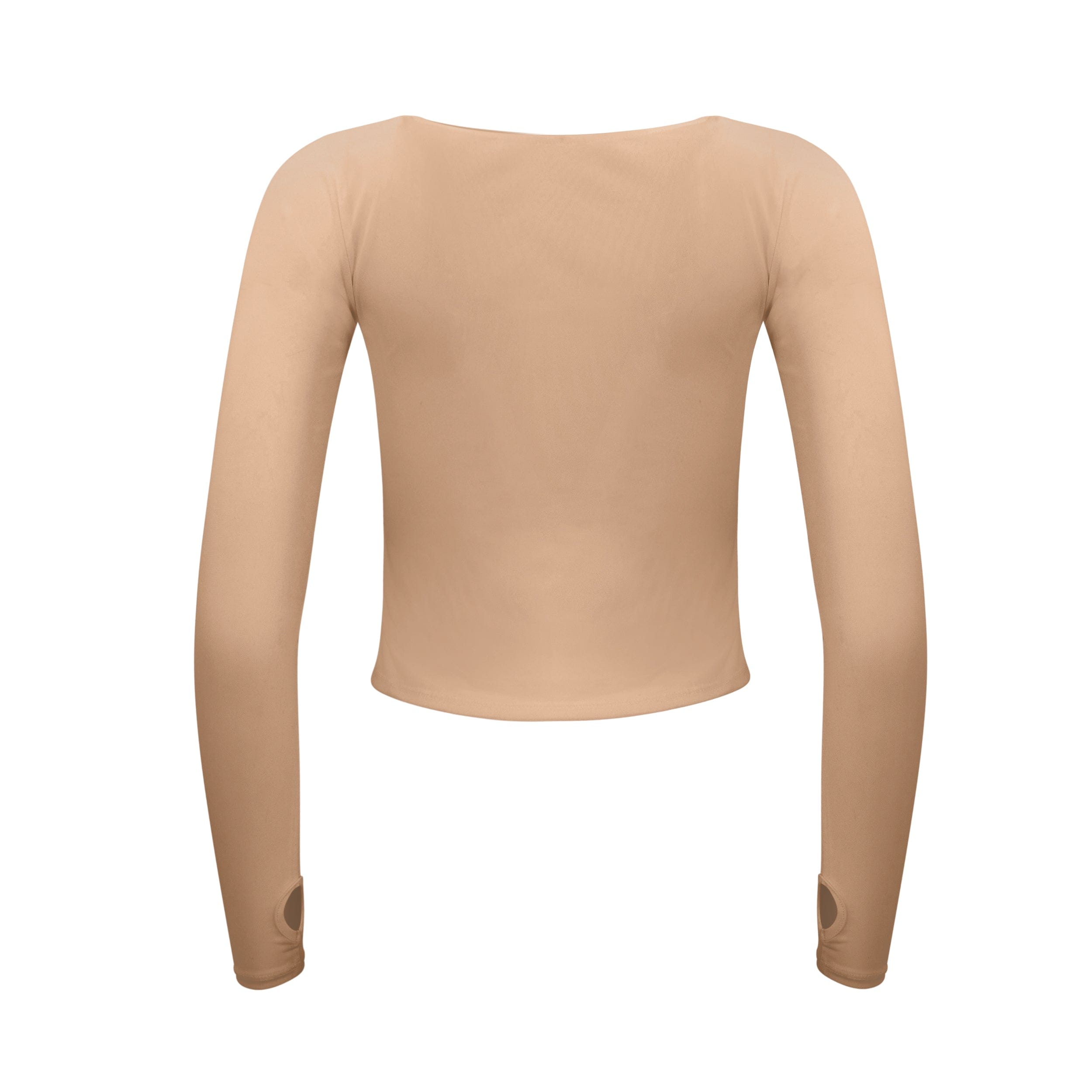 Lezat Sweatpants Hailey Mesh and Cotton Long Sleeve Top - Latte