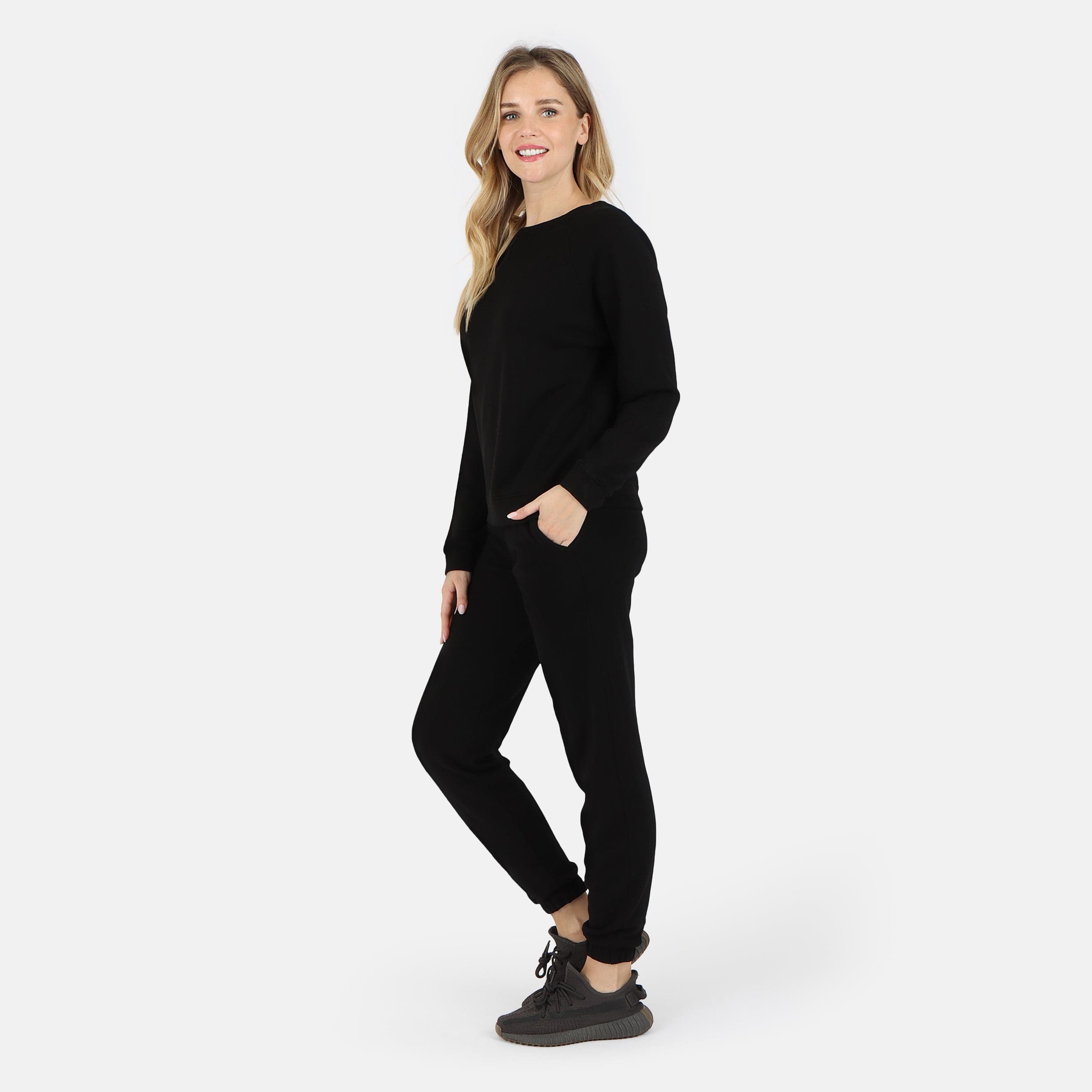 Lezat Sweatpants Melody Everyday Natural Pullover Sweatshirt - Black