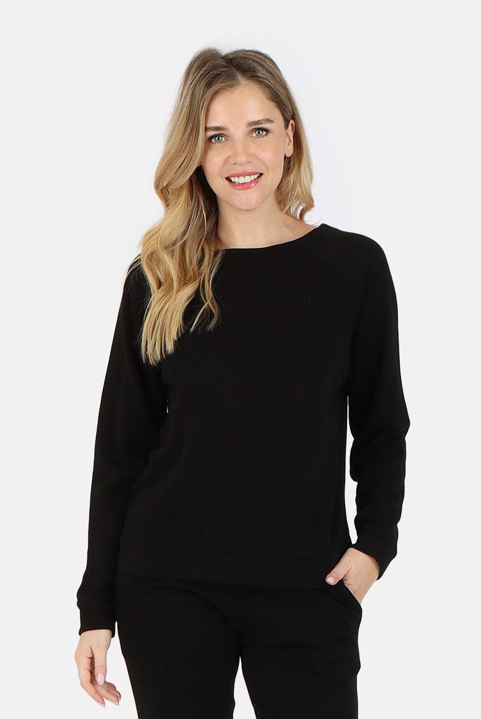 Lezat Sweatpants Melody Everyday Natural Pullover Sweatshirt - Black