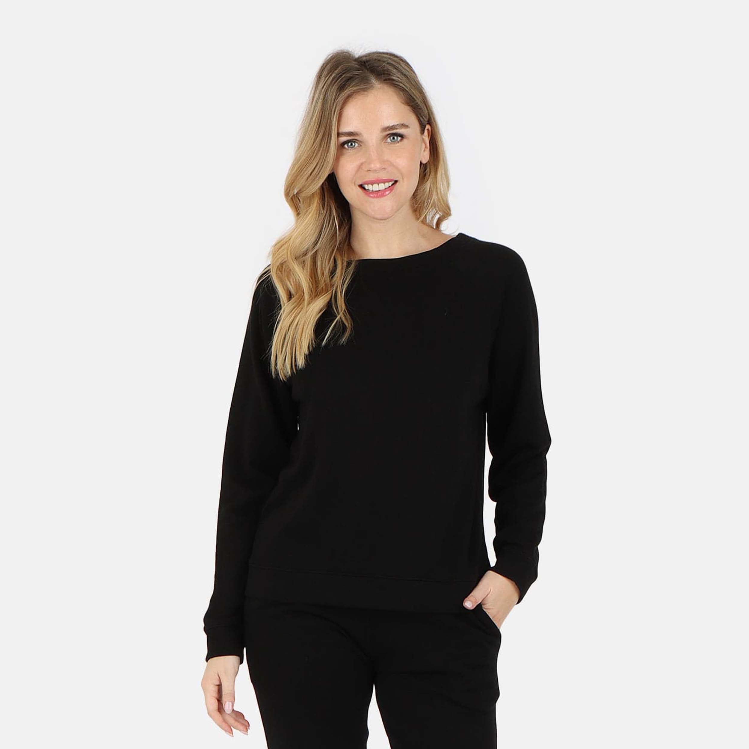 Lezat Sweatpants Melody Everyday Natural Pullover Sweatshirt - Black
