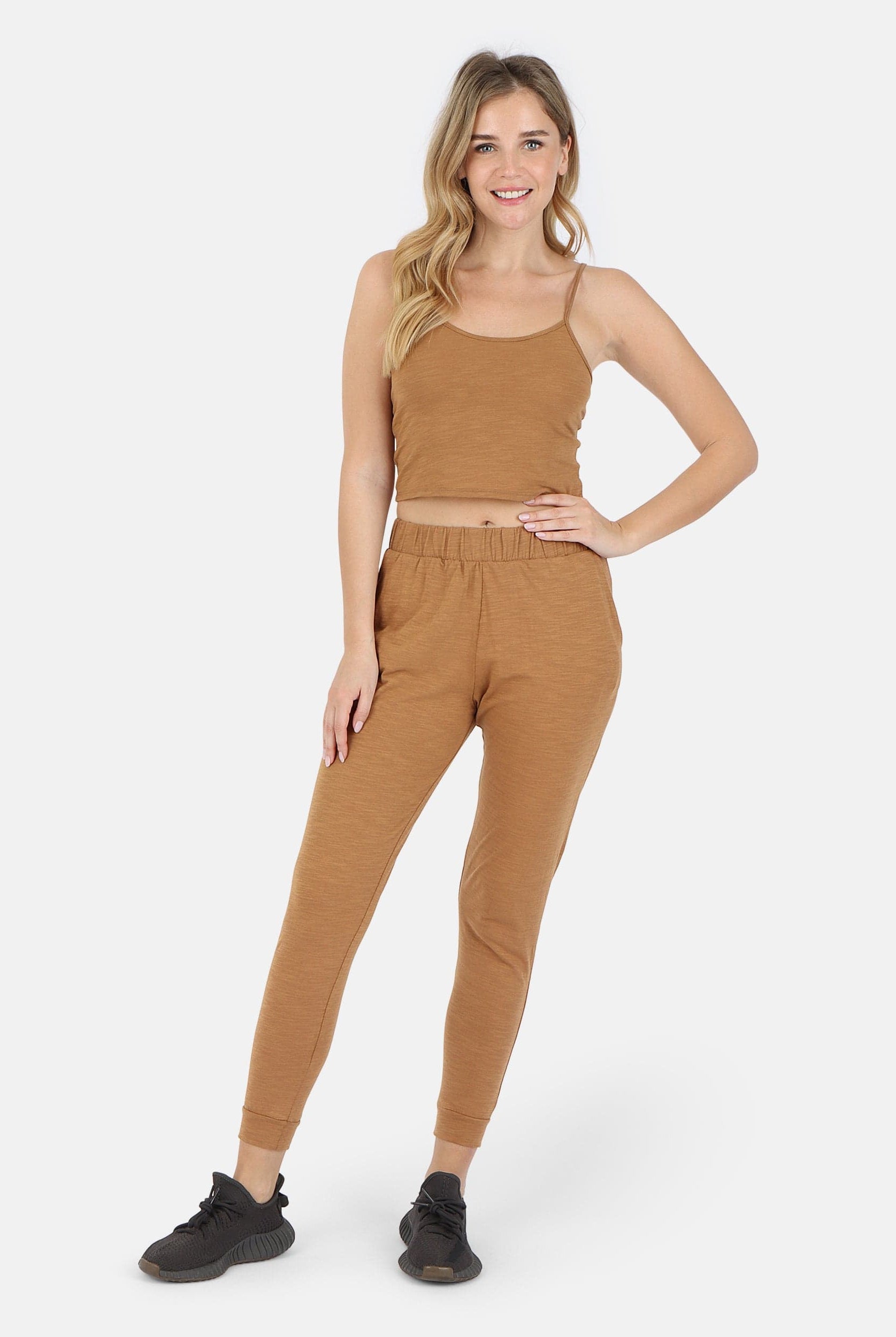 Lezat Tank Tegan Cotton Cami Tank - Camel