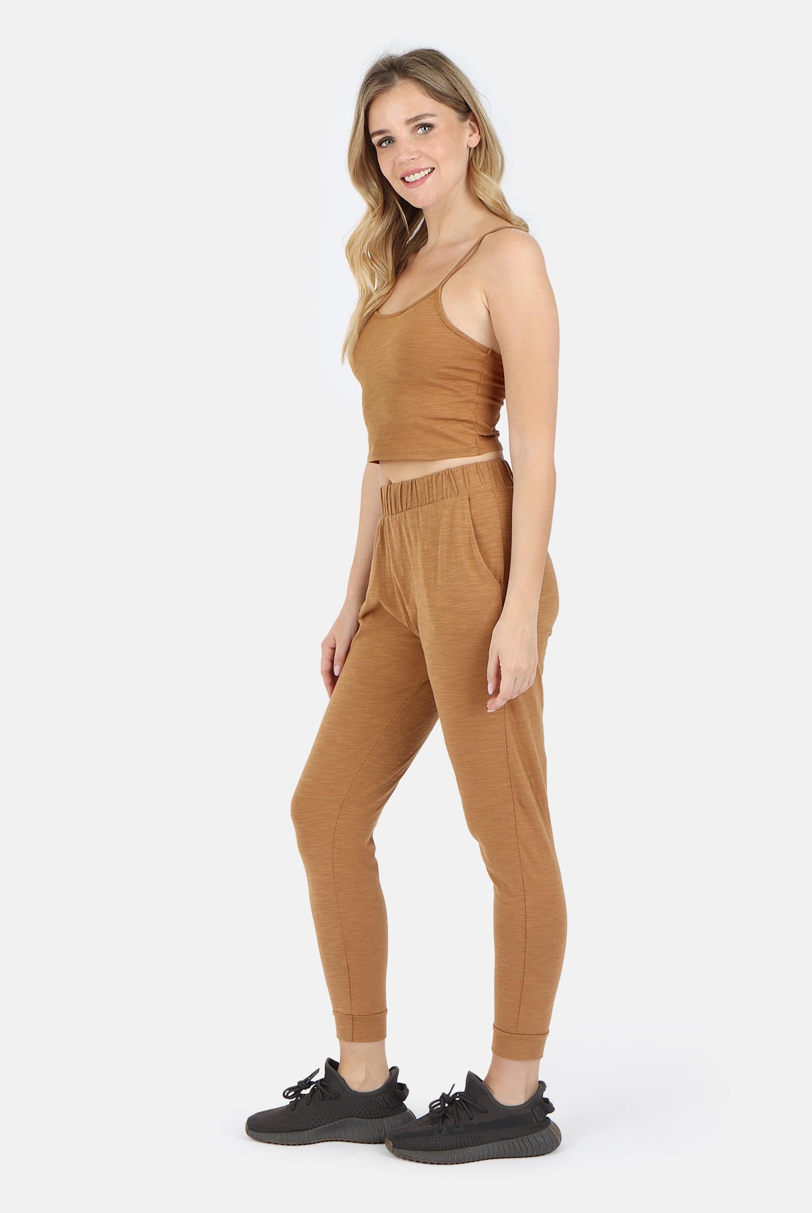 Lezat Tank Tegan Cotton Cami Tank - Camel