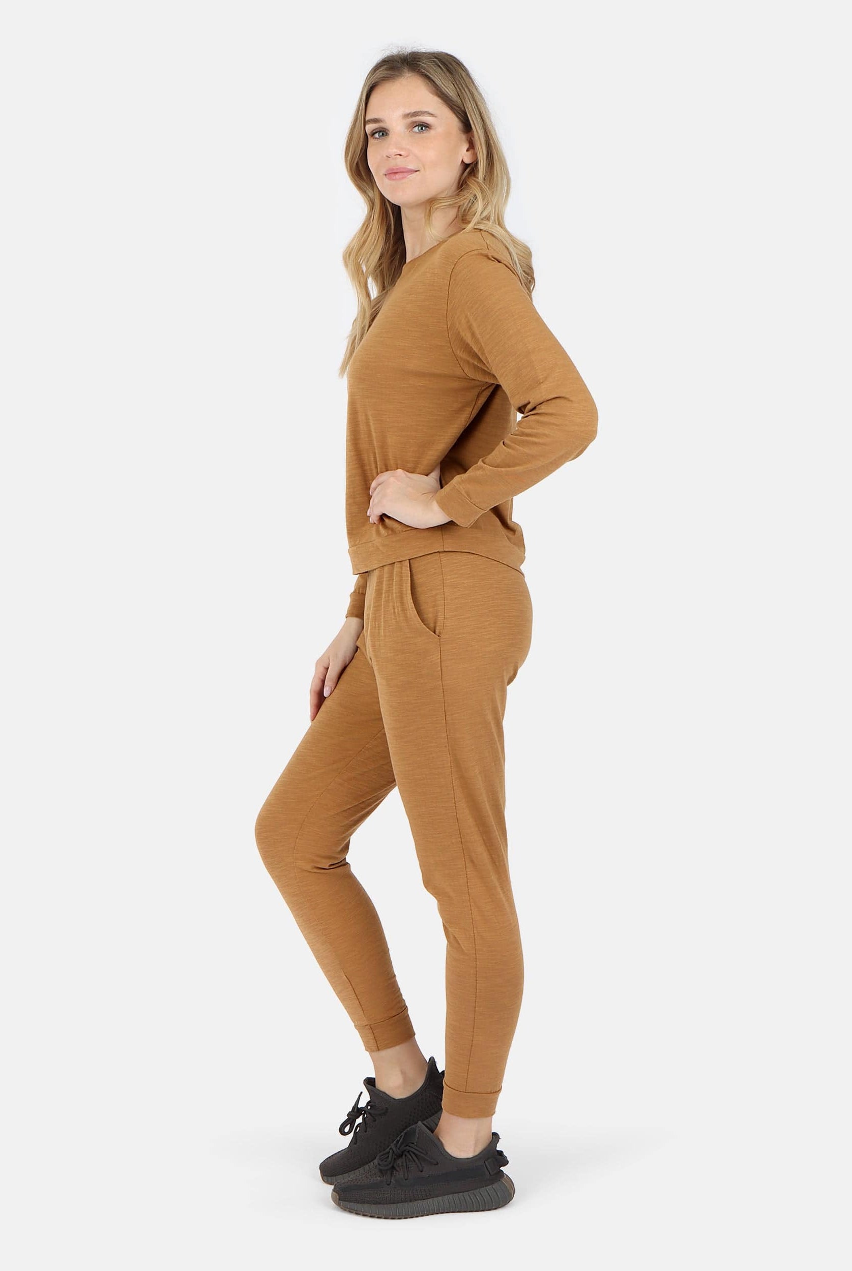 Lezat Tank Tegan Cotton Long Sleeve Pullover - Camel