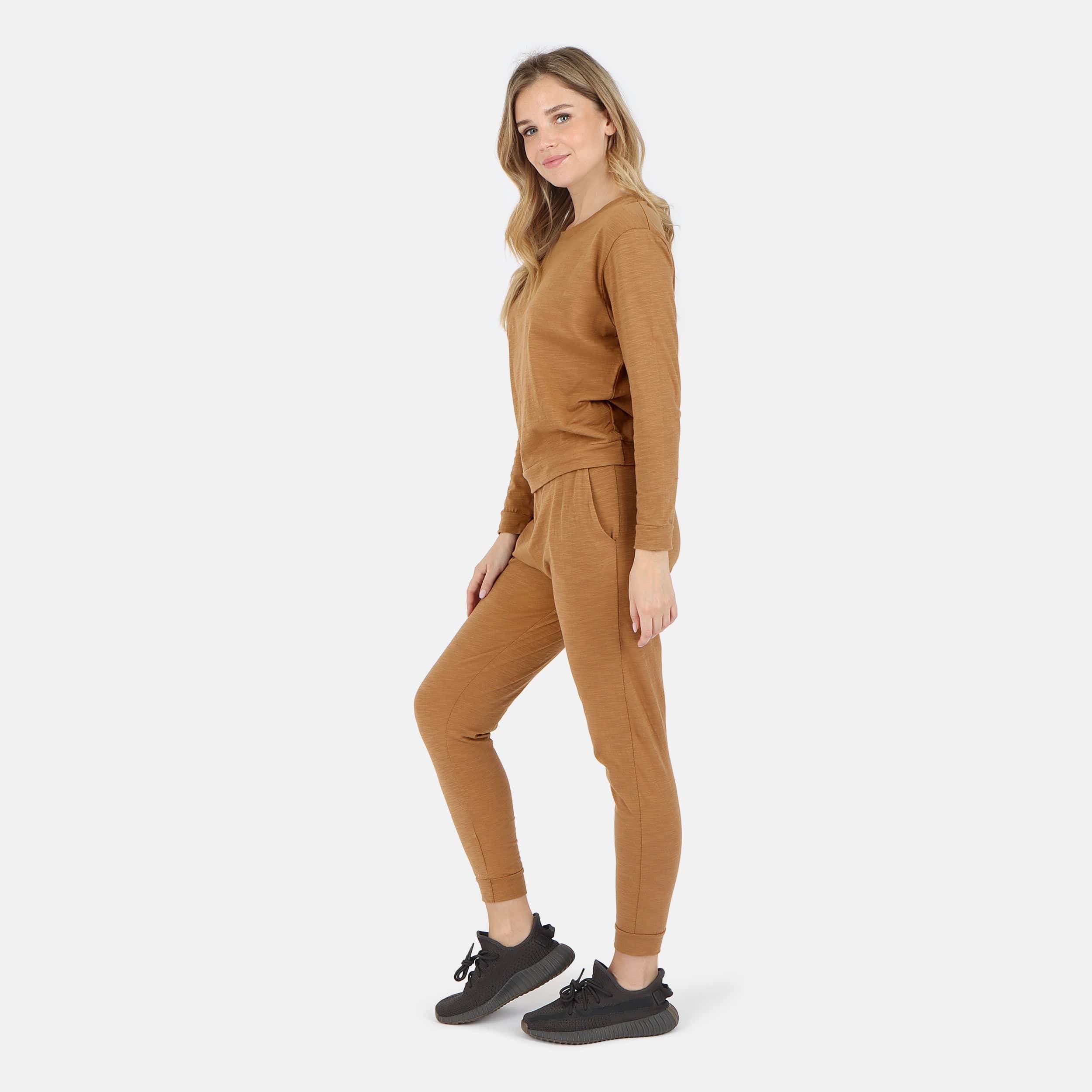 Lezat Tank Tegan Cotton Long Sleeve Pullover - Camel