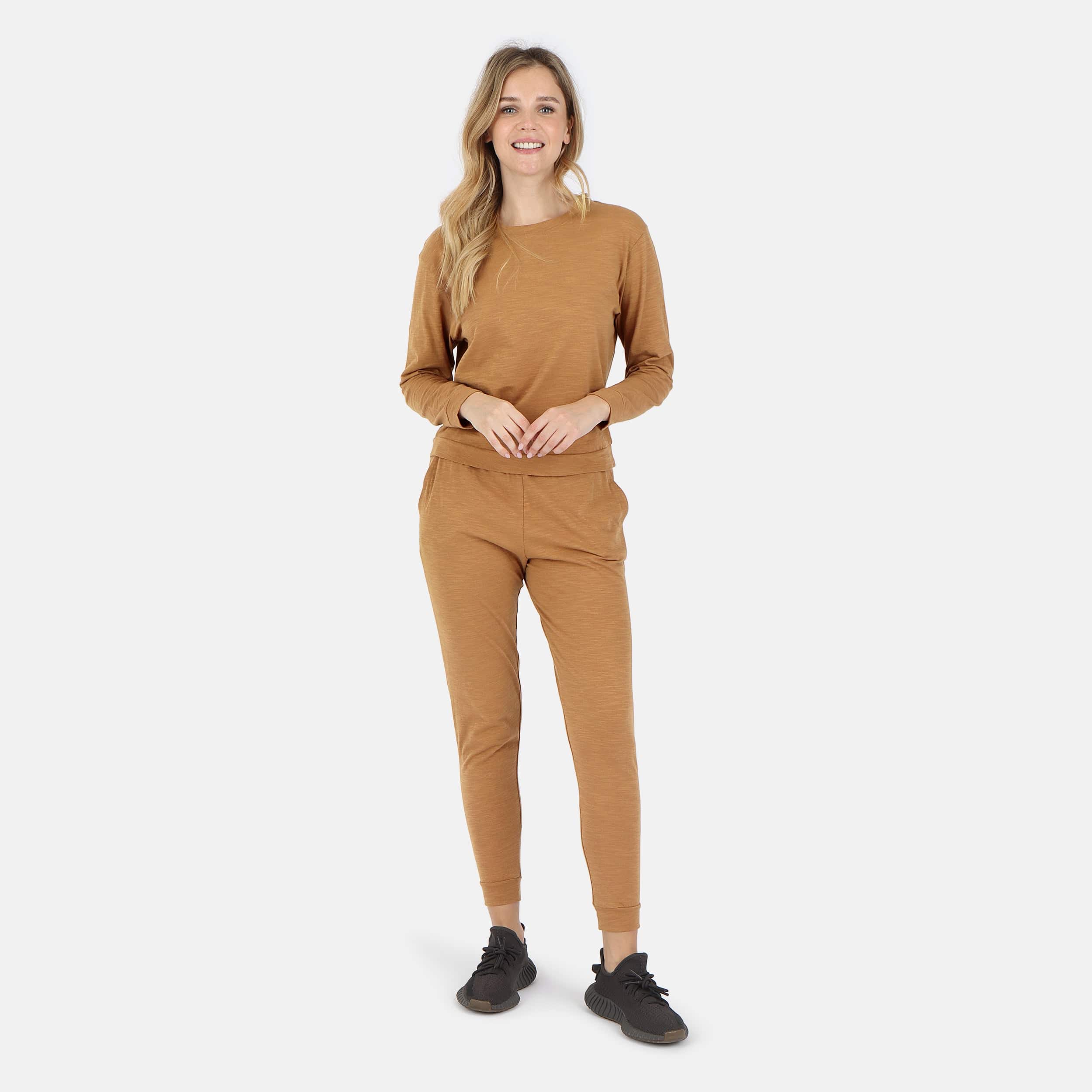 Lezat Tank Tegan Cotton Long Sleeve Pullover - Camel