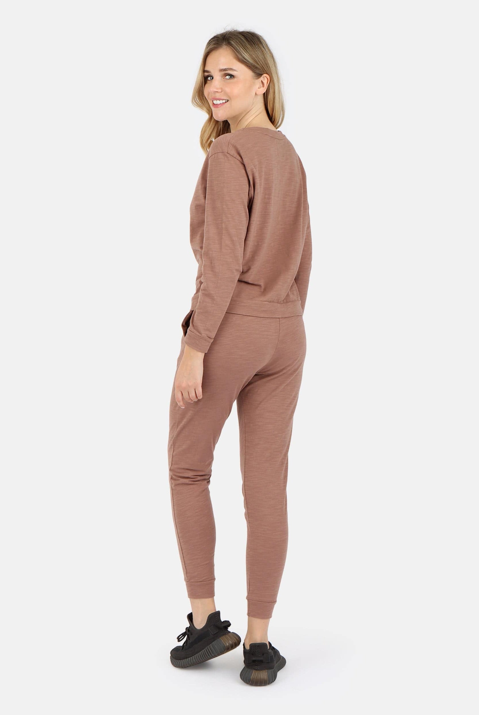 Lezat Tank Tegan Cotton Long Sleeve Pullover - Cocoa