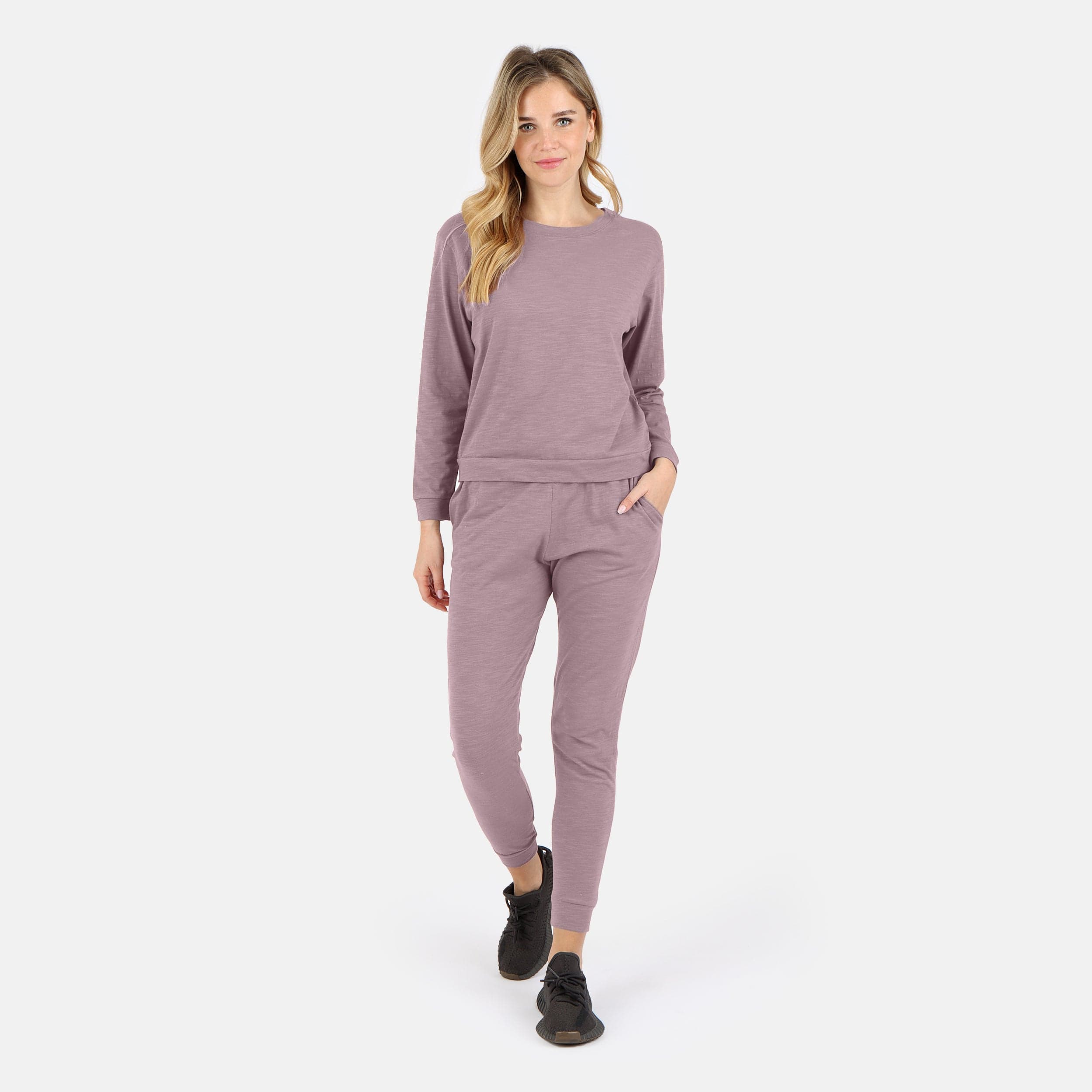 Lezat Tank Tegan Cotton Long Sleeve Pullover - Dusty Orchid